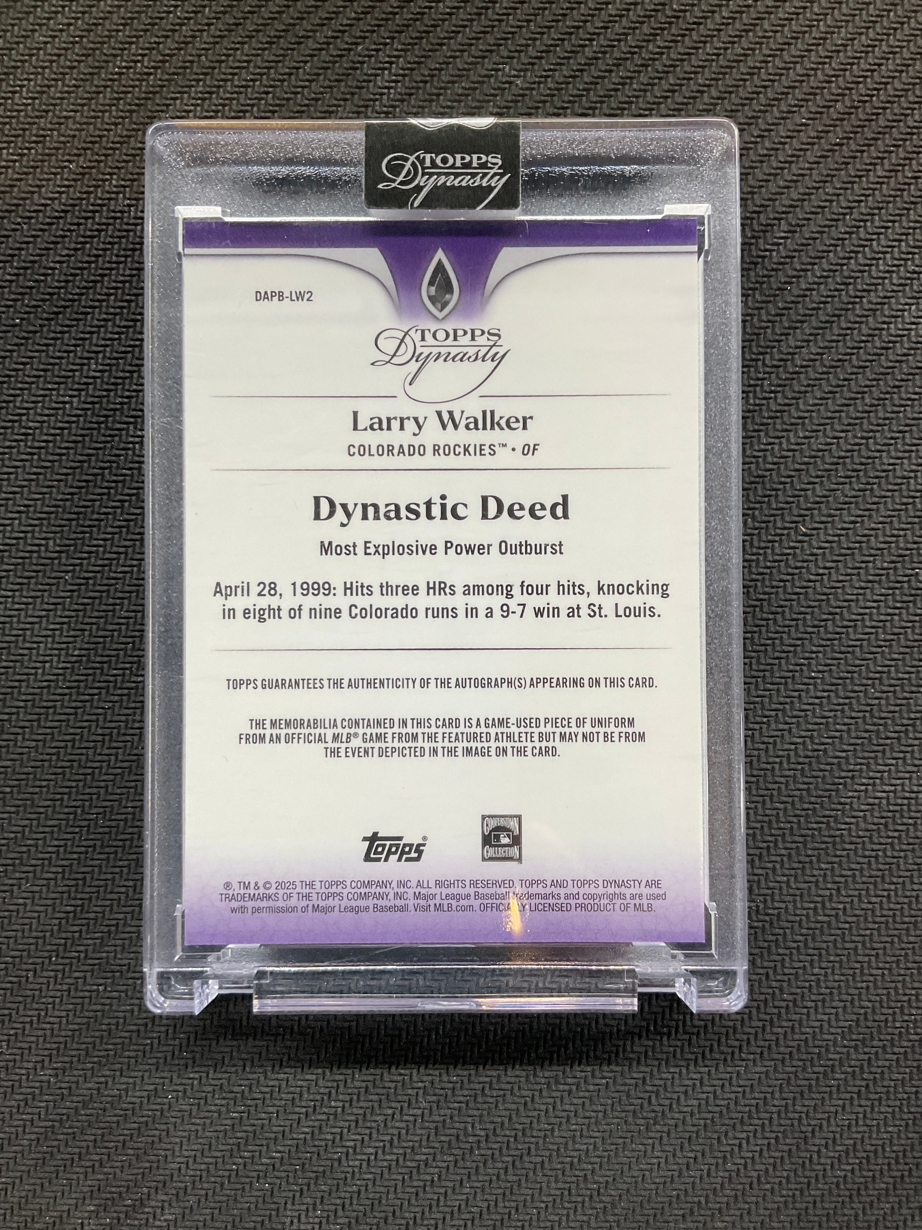 2025 Topps Dynasty Larry Walker Patch Auto /10 Rockies