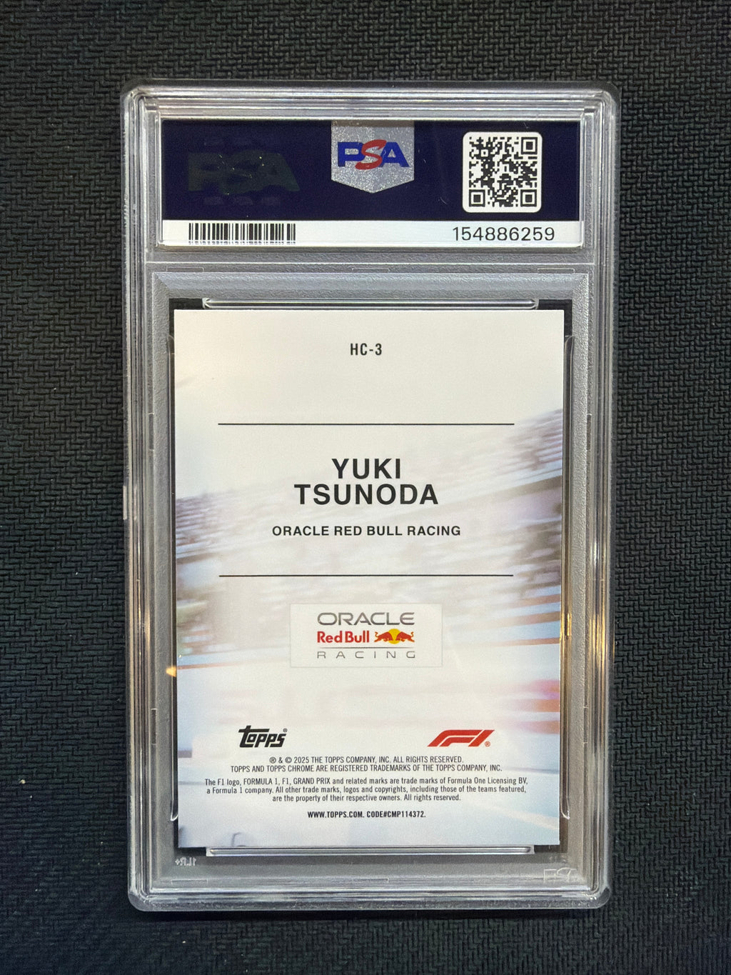 2025 Topps Chrome F1 Yuki Tsunoda Helmet Collection PSA 9