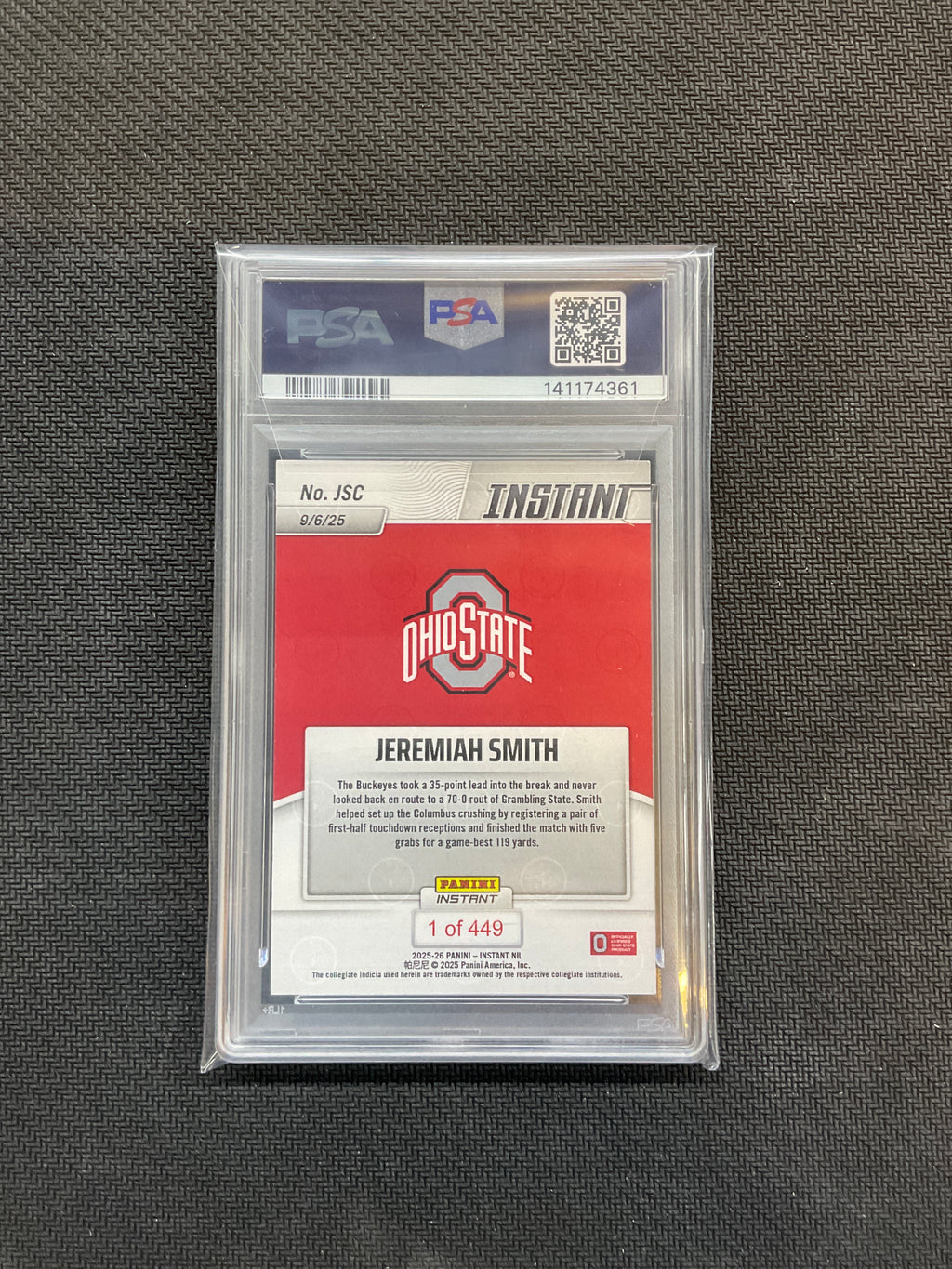 2025 Panini Instant Jeremiah Smith #JSC Rookie PSA 10 361
