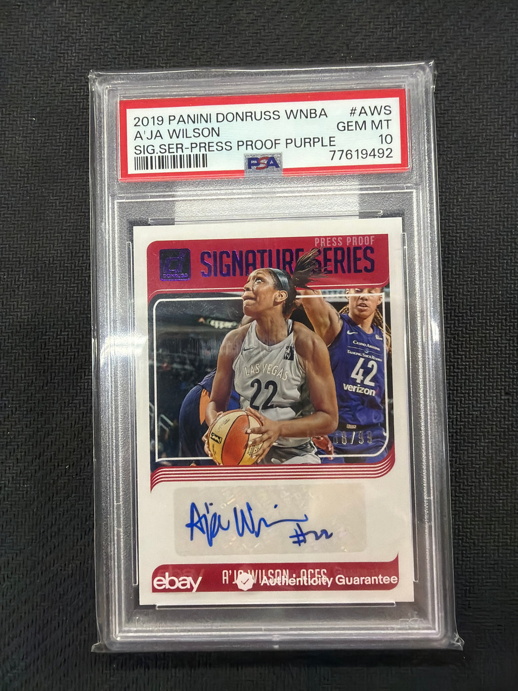 2019 Panini Donruss WNBA A'ja Wilson Rookie Auto /99 PSA 10 492