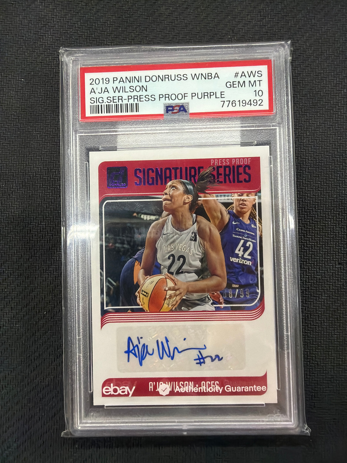 2019 Panini Donruss WNBA A'ja Wilson Rookie Auto /99 PSA 10 492