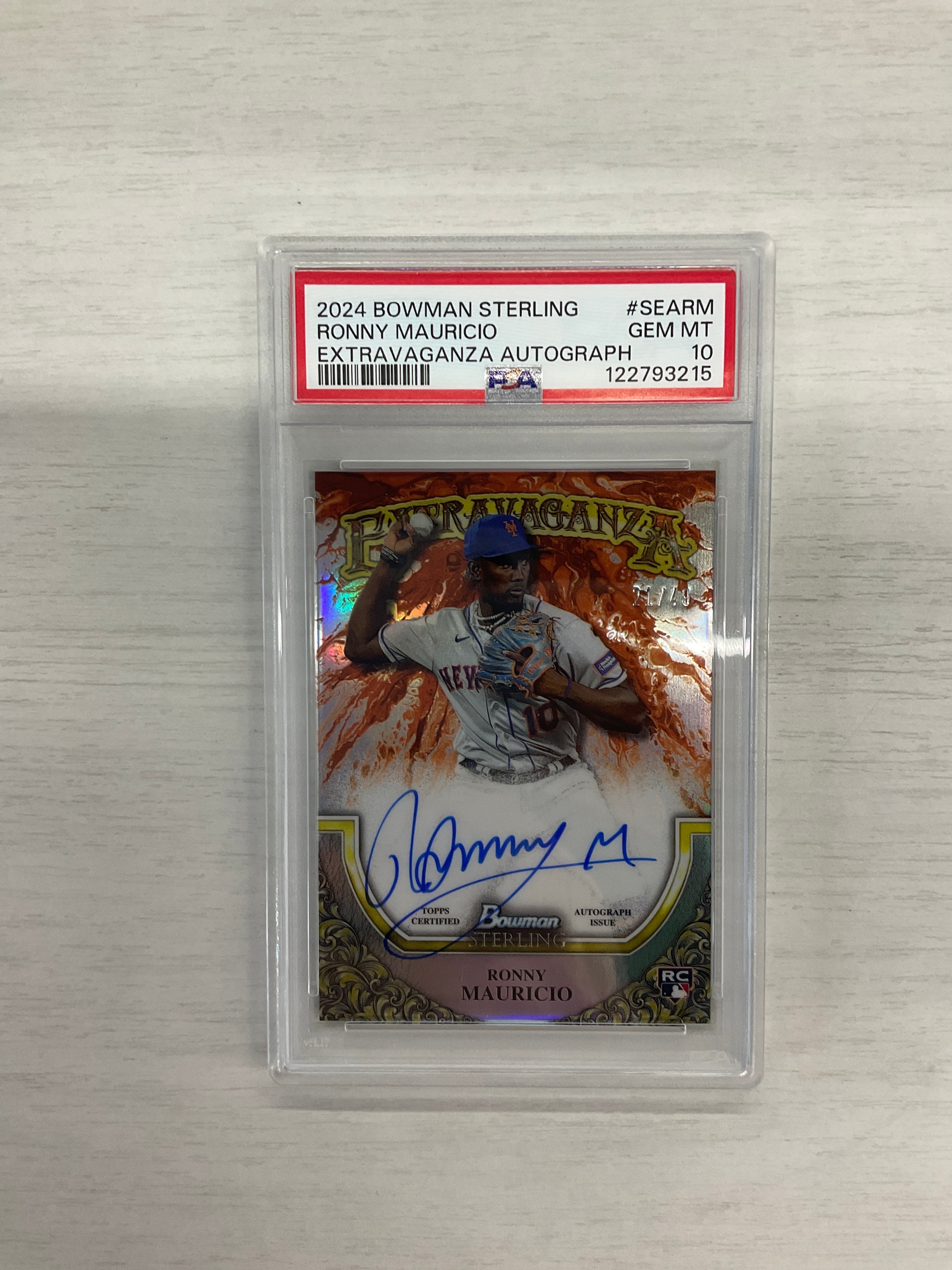 2024 Bowman Sterling Ronny Mauricio Extravaganza Auto /49 PSA 10