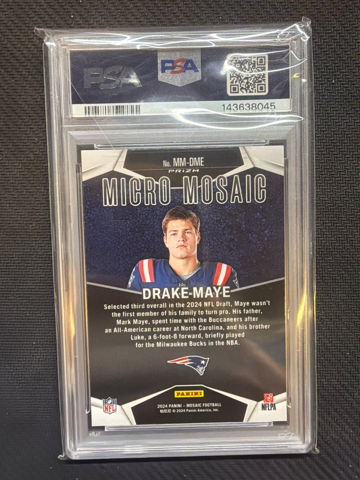 2024 Mosaic Drake Maye Rookie Micro Mosaic Rookie PSA 10 045