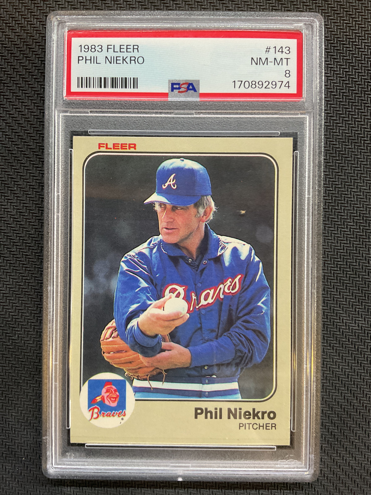 1983 Fleer #143 Phil Niekro PSA 8