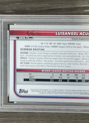 2022 Bowman 1ST Edition Luisangel Acuna Sky Blue Foil #BPPF72 PSA 9