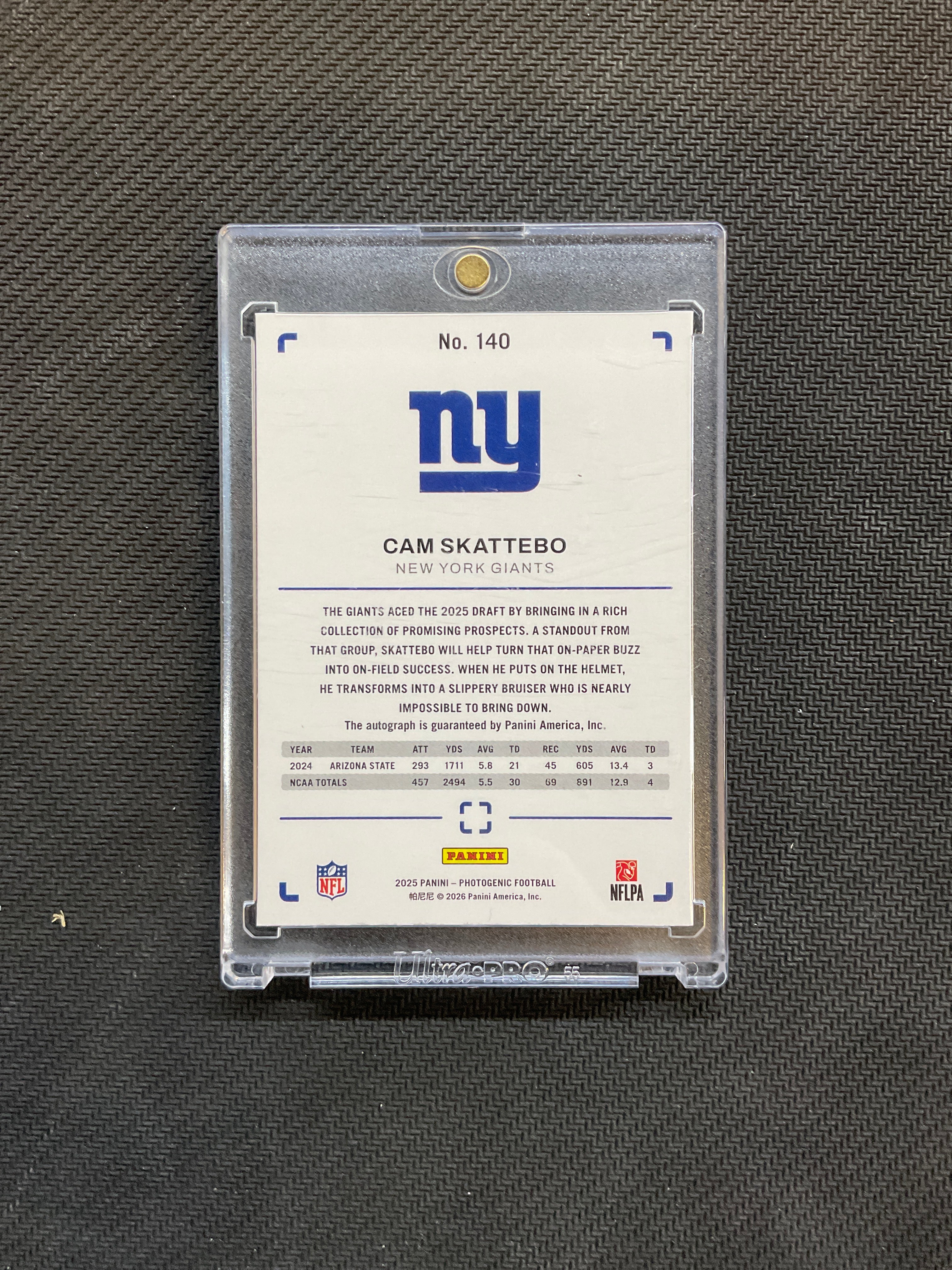 2025 Panini Photogenic Cam Skattebo Rookie Auto /25 Giants