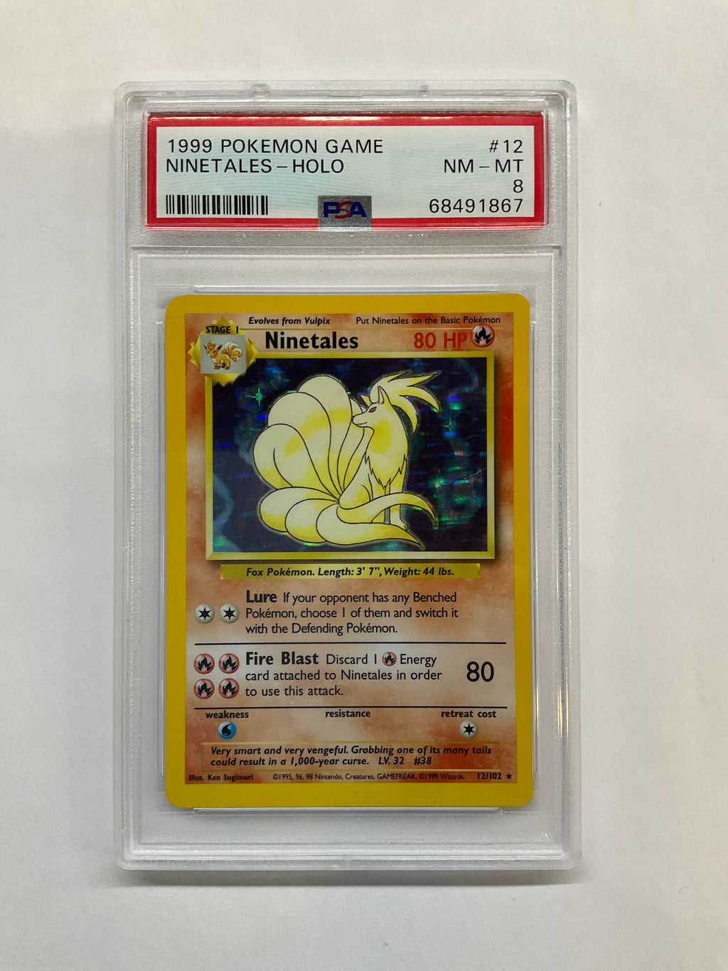 1999 Pokemon Base Set Ninetales Holo 12 PSA 8