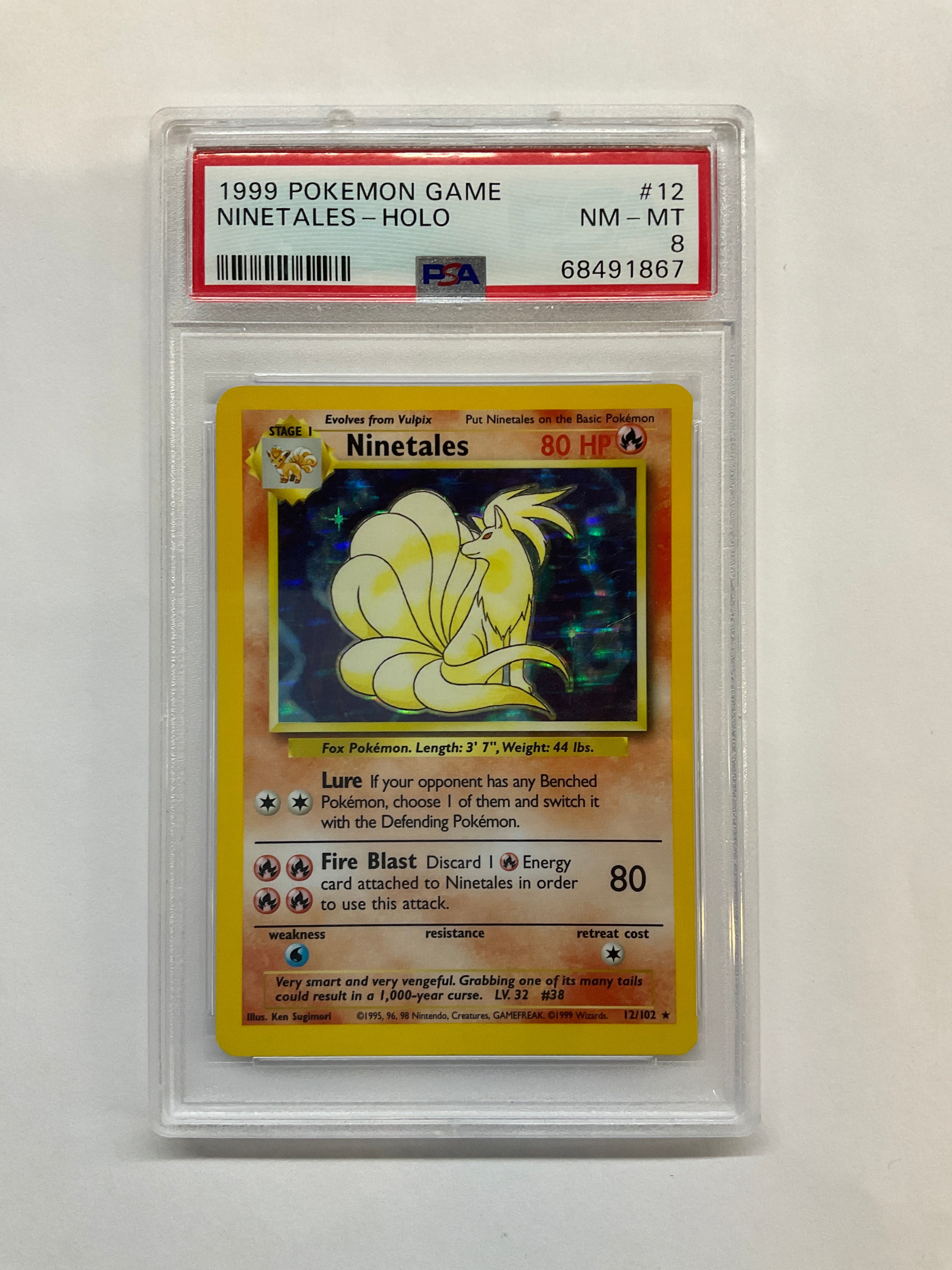 1999 Pokemon Base Set Ninetales Holo 12 PSA 8