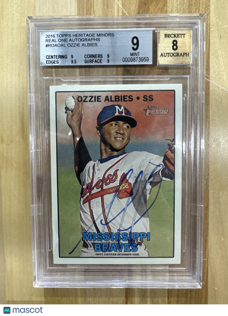 2016 Topps Heritage Ozzie Albies Real One Auto BGS 9 Rookie