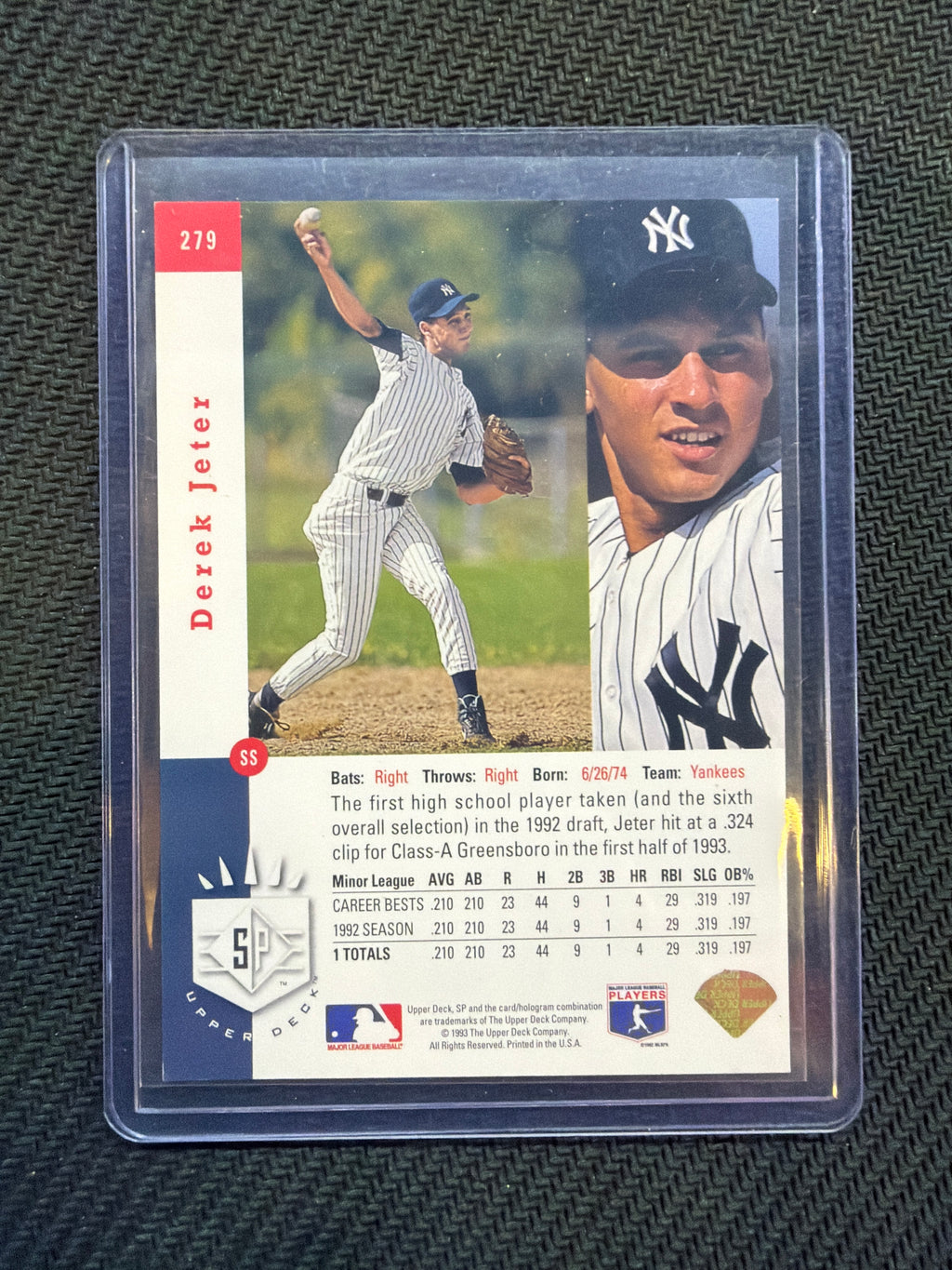 1993 Upper Deck SP Derek Jeter Rookie #279 Yankees