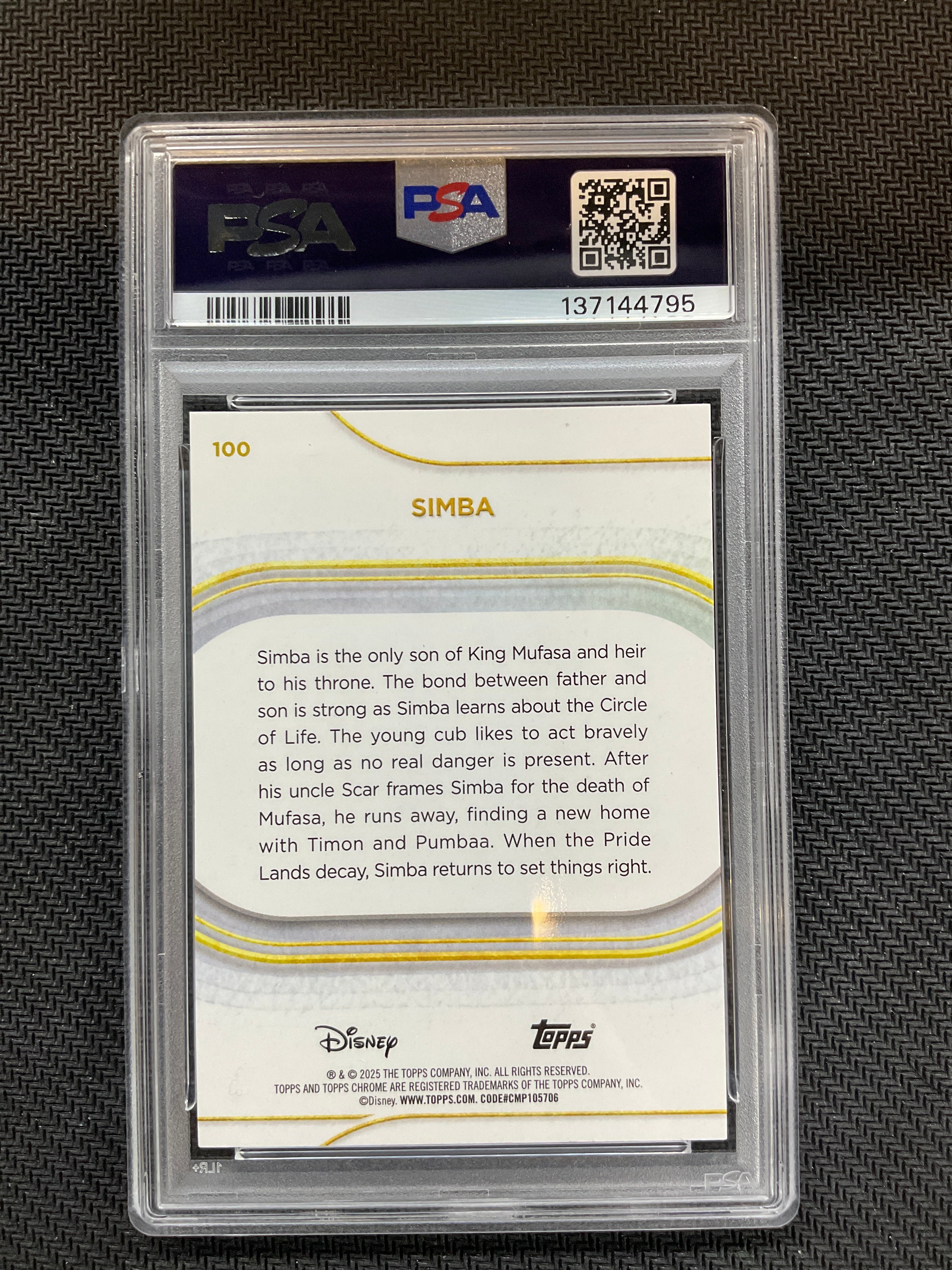 2025 Topps Chrome Disney Simba Purple /75 PSA 10