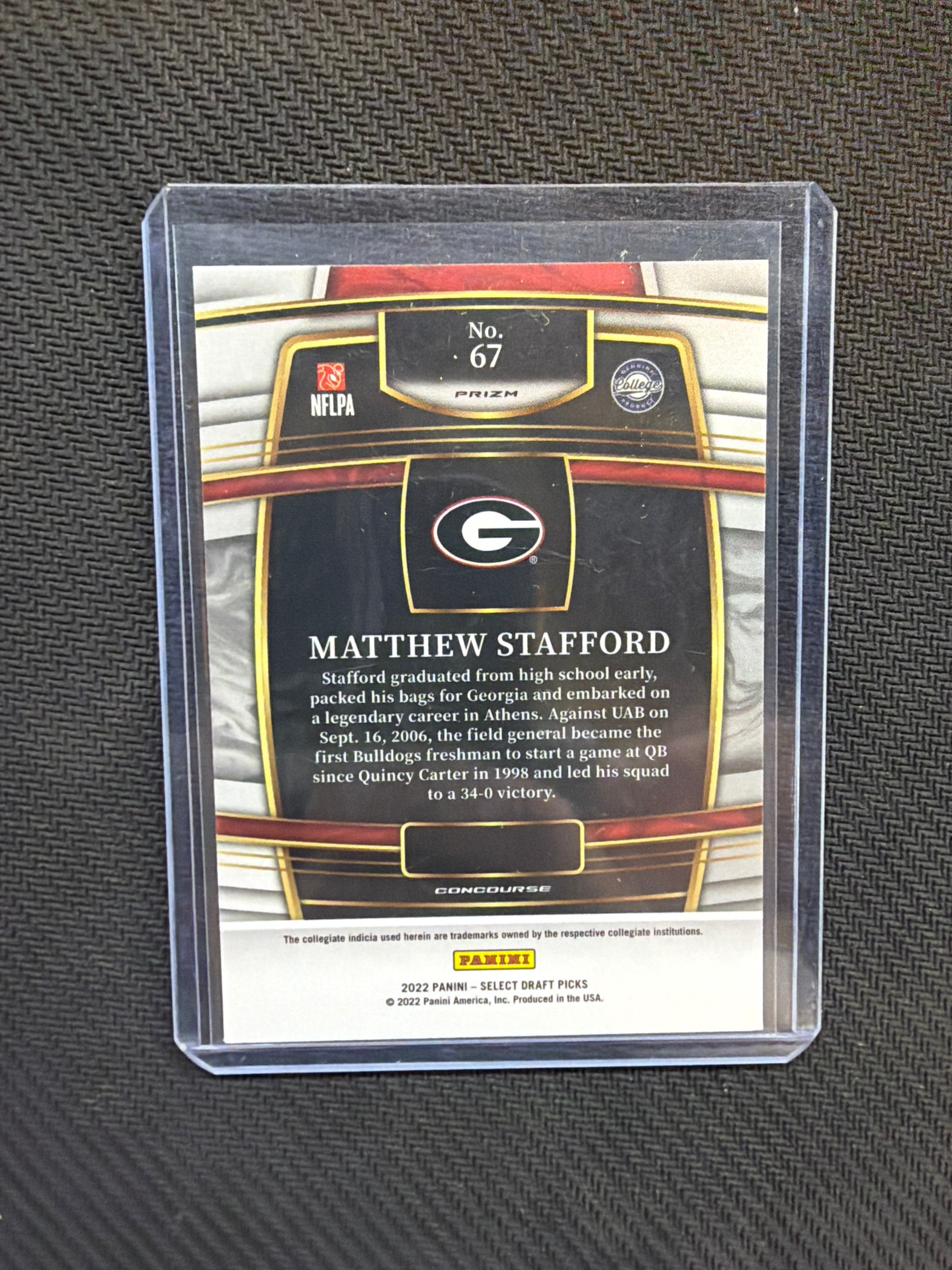 2022 Select draft Picks Matthew Stafford Zebra Georgia