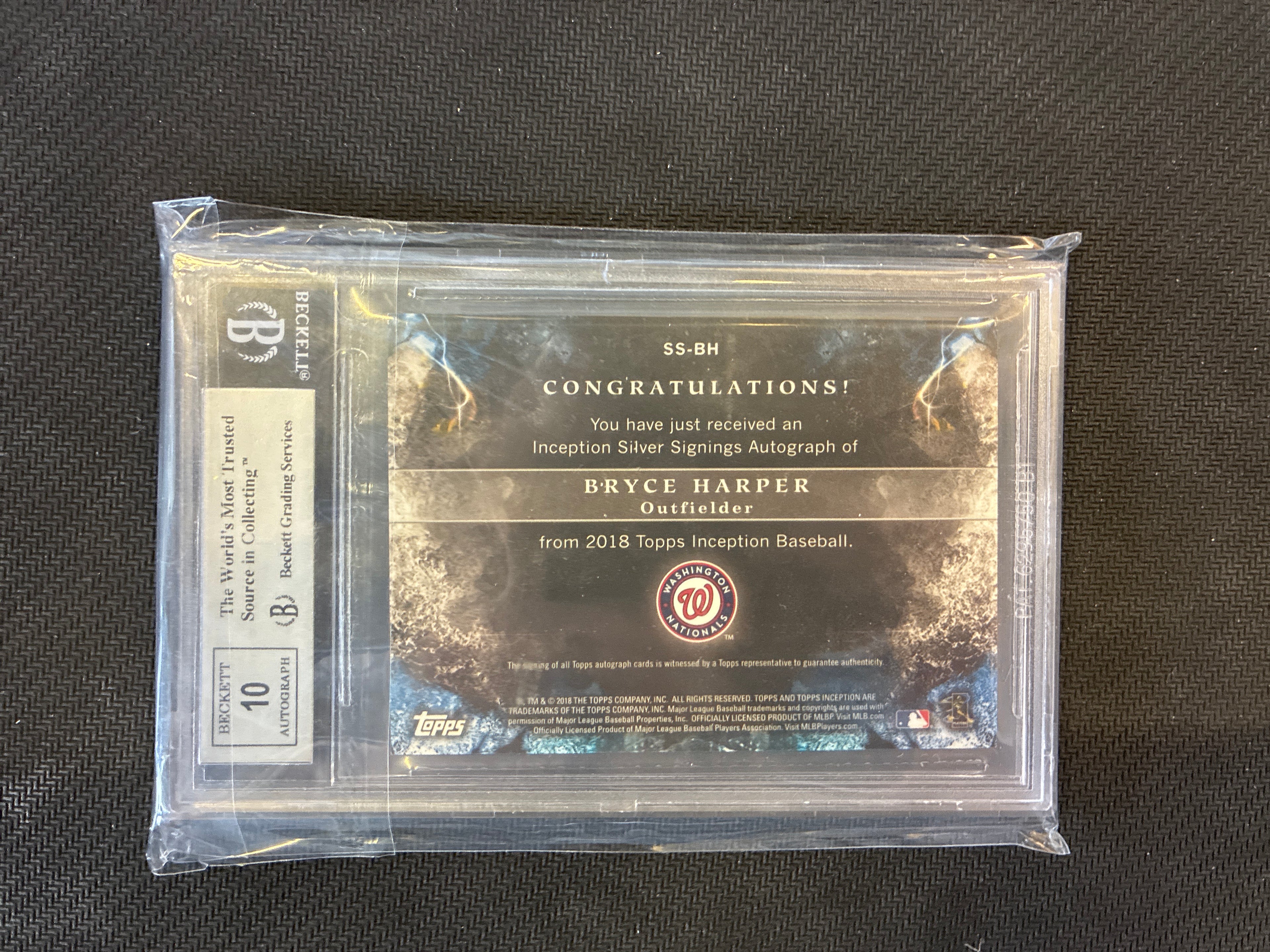 2018 Topps Inception Bryce Harper Auto Silver Signings /25 BGS 9