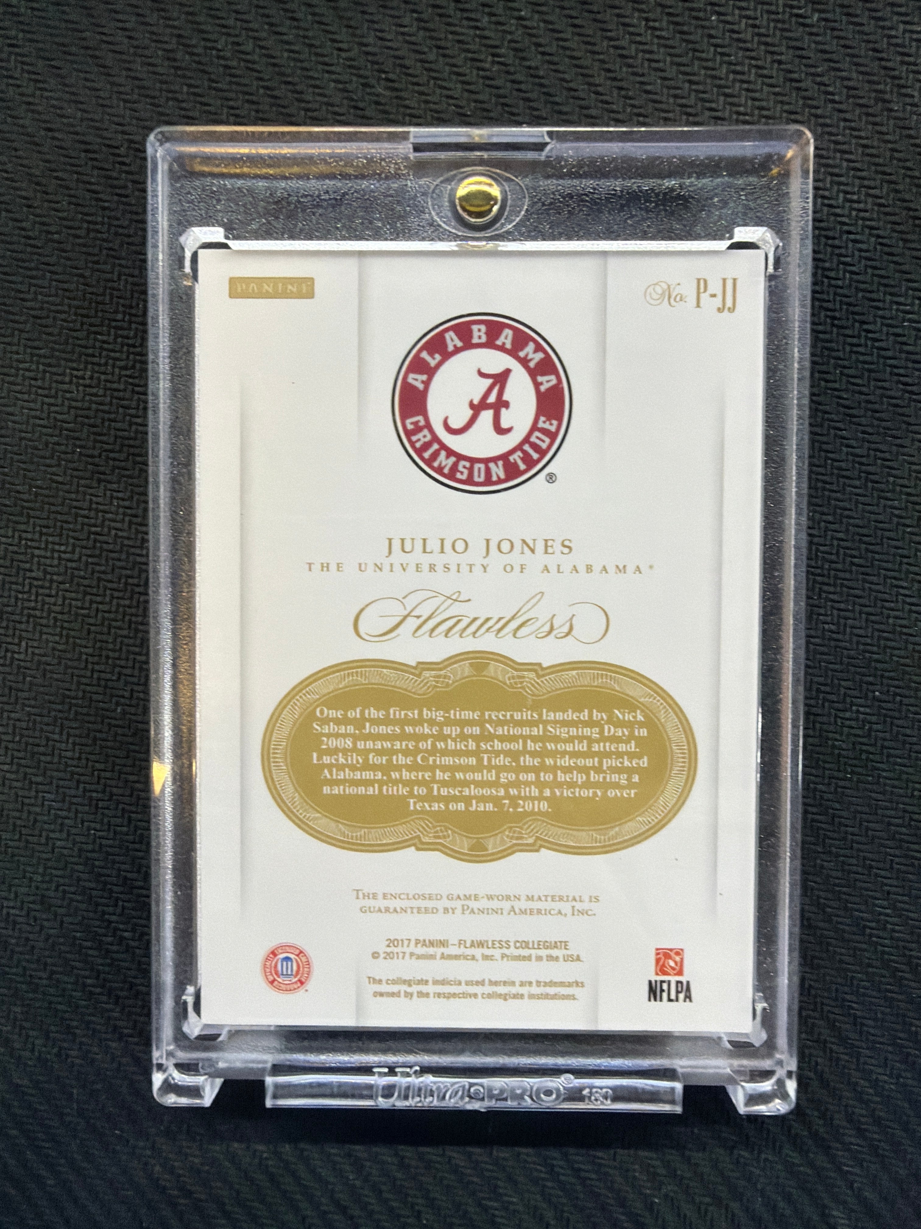 2017 Panini Flawless Collegiate Game Worn Julio Jones Patch Green /5 Alabama