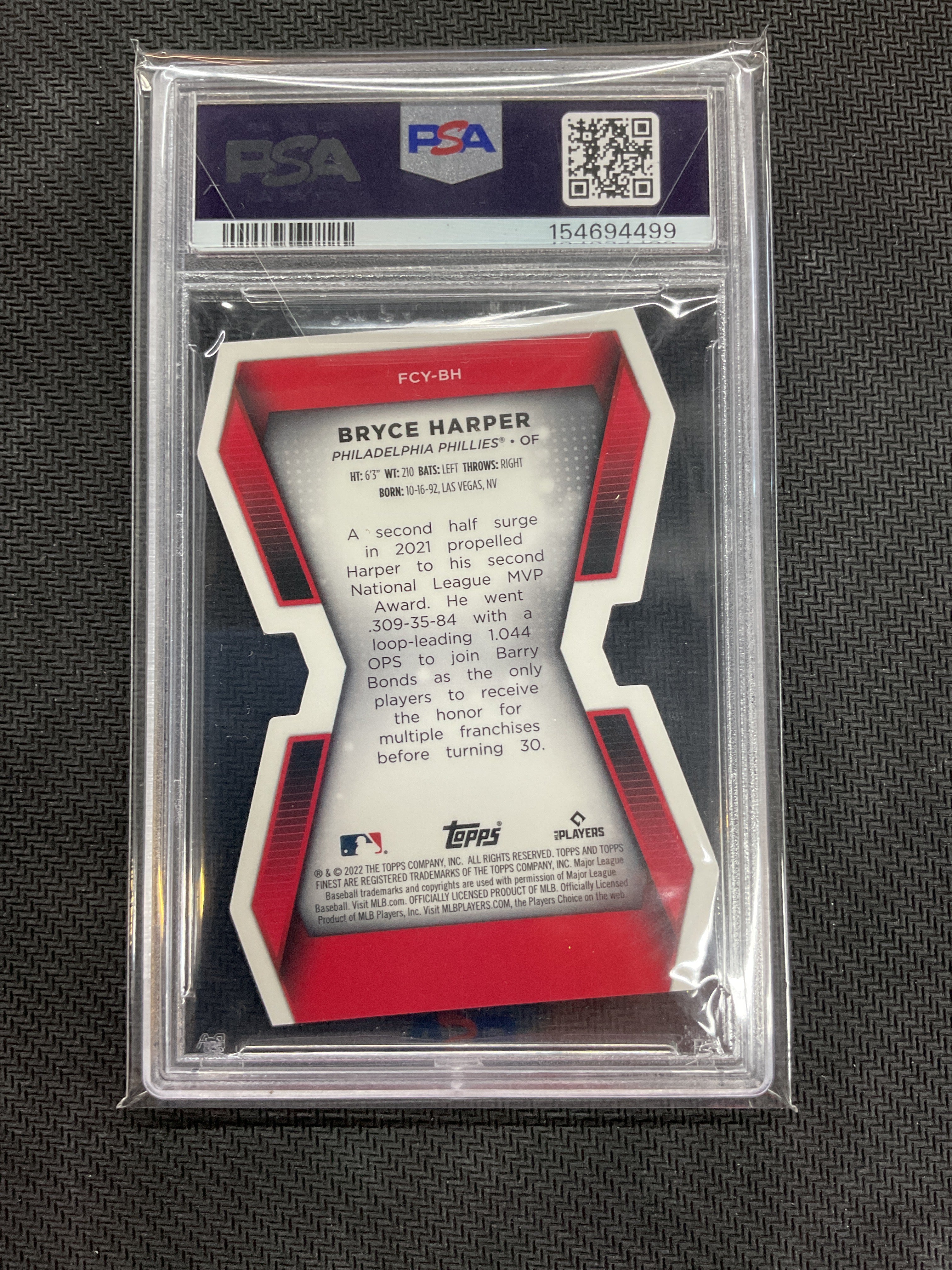 2022 Topps Finest Bryce Harper Career Die-Cuts PSA 10 499