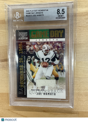 2000 Playoff Joe Namath Game Day Jerseys Patch /75 BGS 8.5