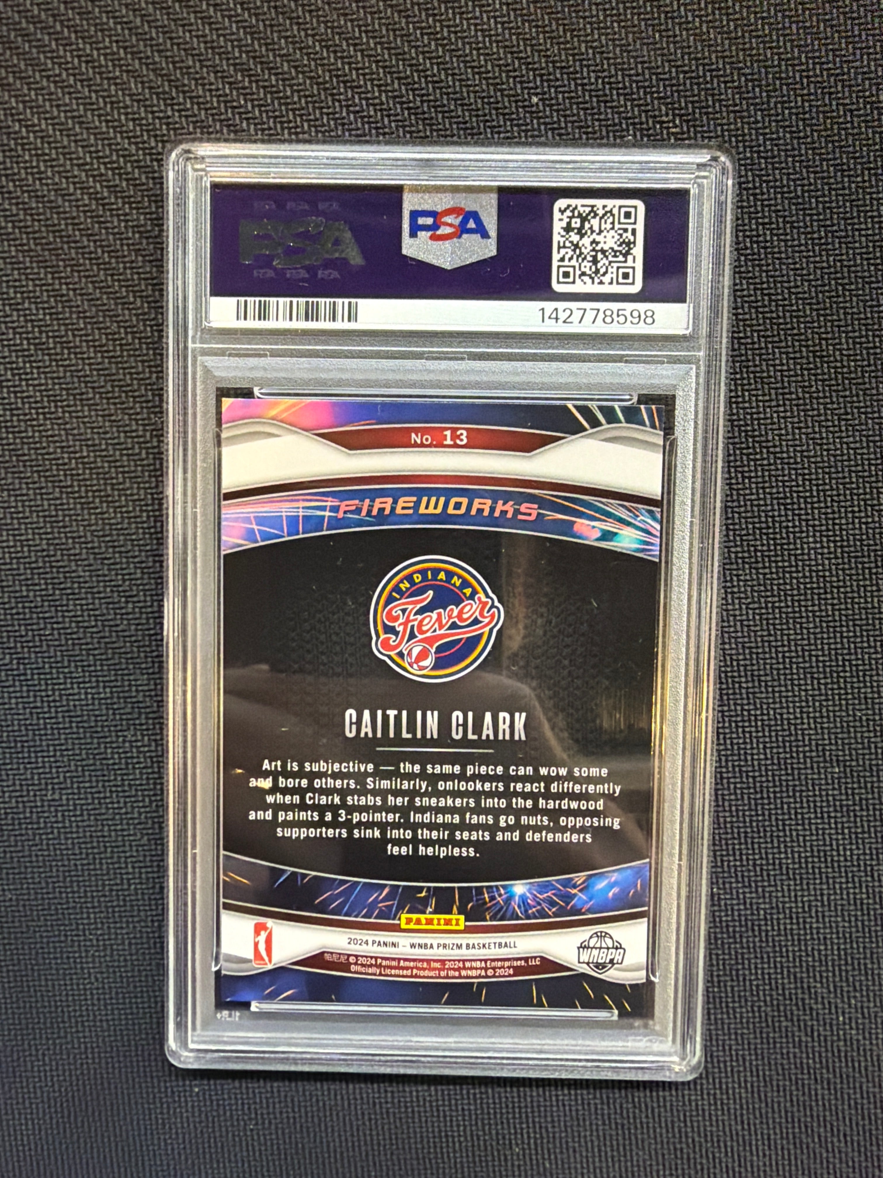 2024 Panini Prizm WNBA Caitlin Clark Rookie Fireworks PSA 10