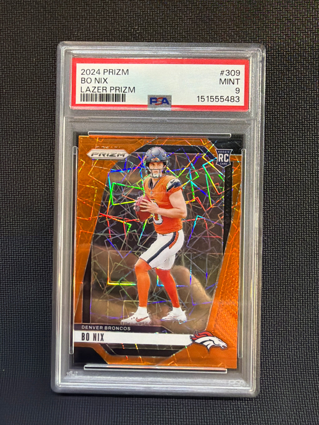 2024 Prizm Bo Nix Rookie Orange Lazer PSA 9 Broncos