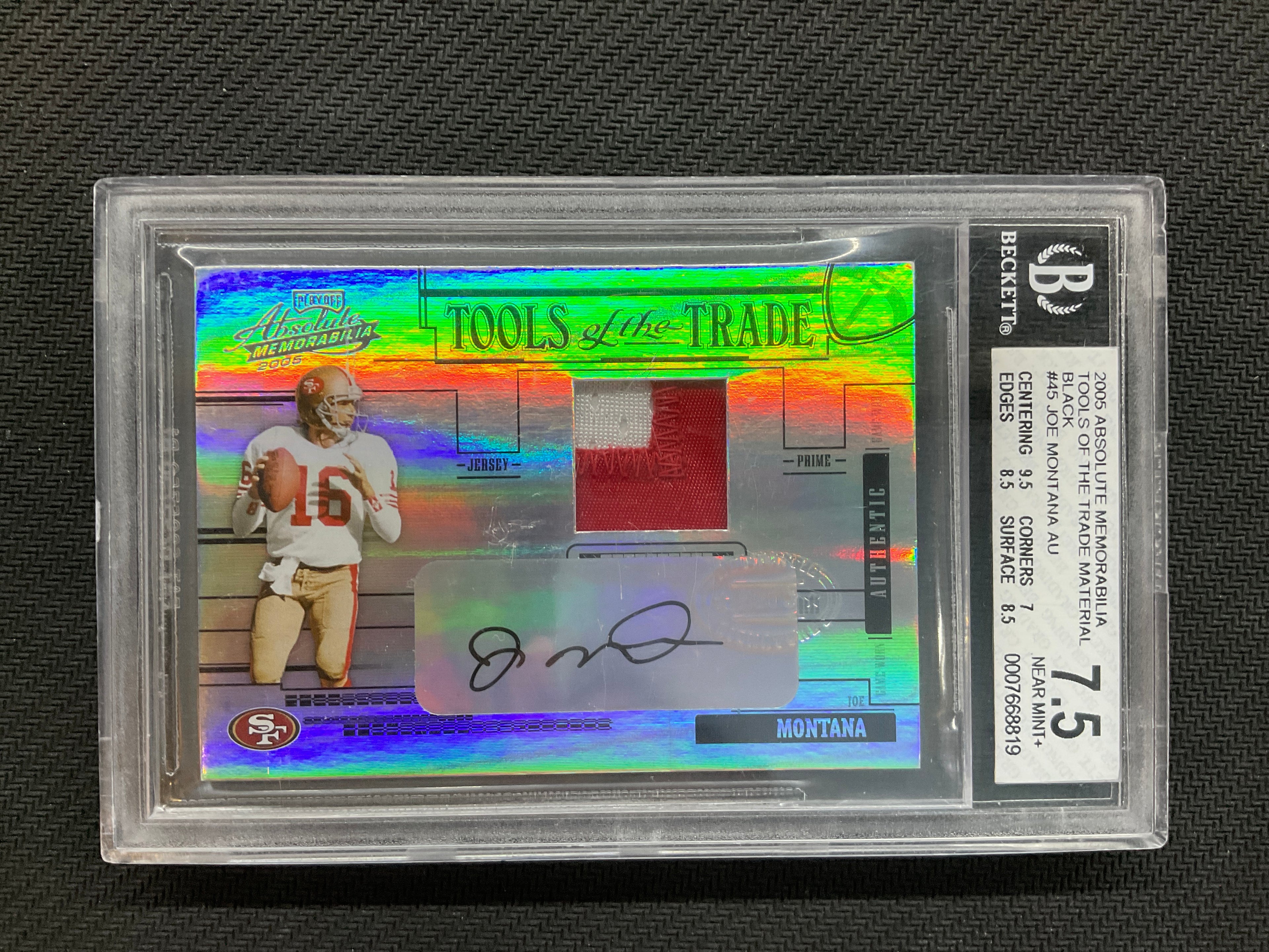 2005 Absolute Joe Montana Patch Auto /25 BGS 7.5 Tools Of The Trade