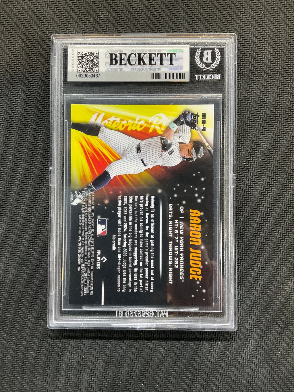 2025 Bowman Chrome Aaron Judge Meteoric Rise Aaron Judge BGS 9 Yankees