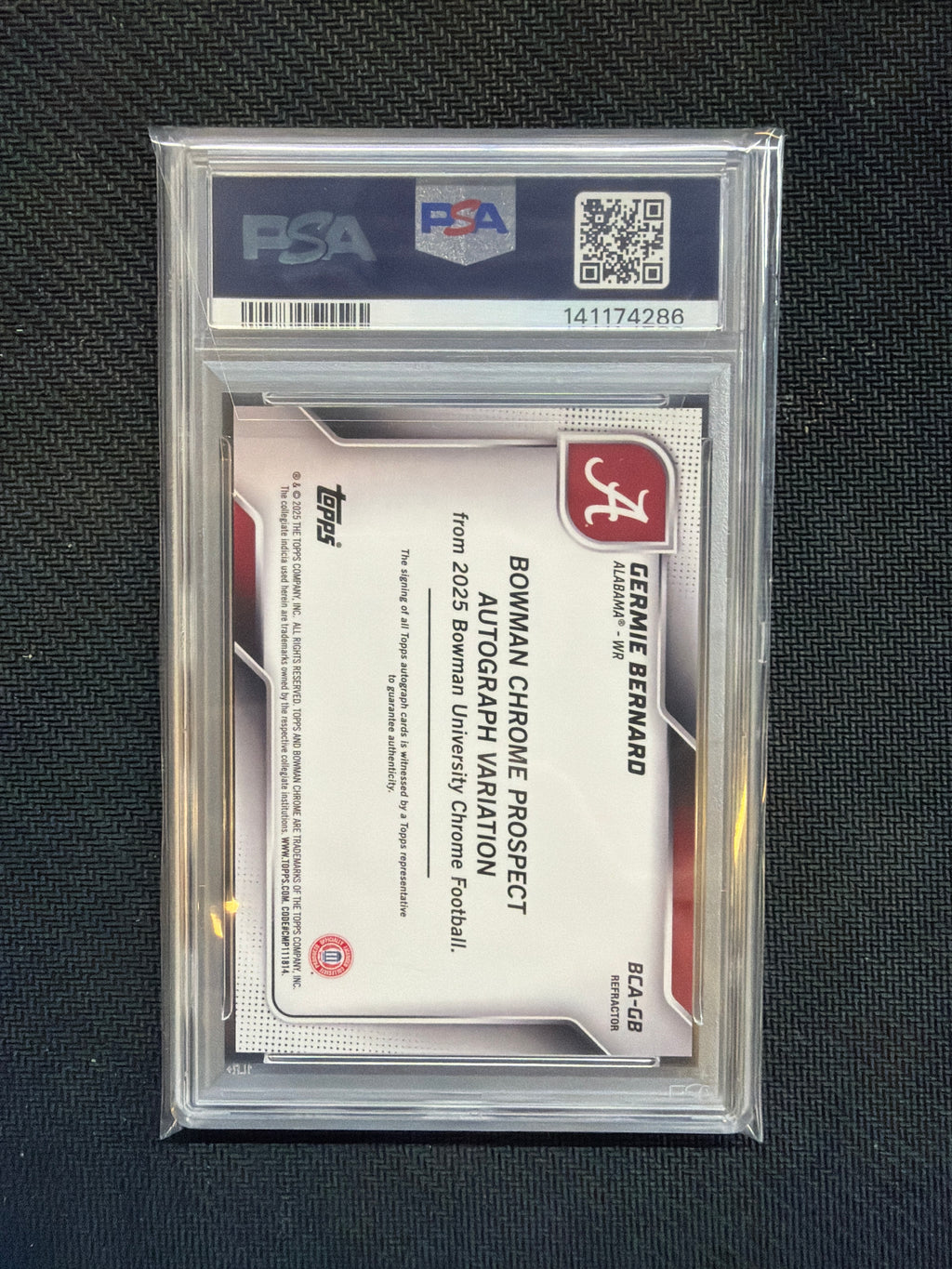 2025 Bowman U Chrome Germie bernard Auto /499 PSA 10 Alabama