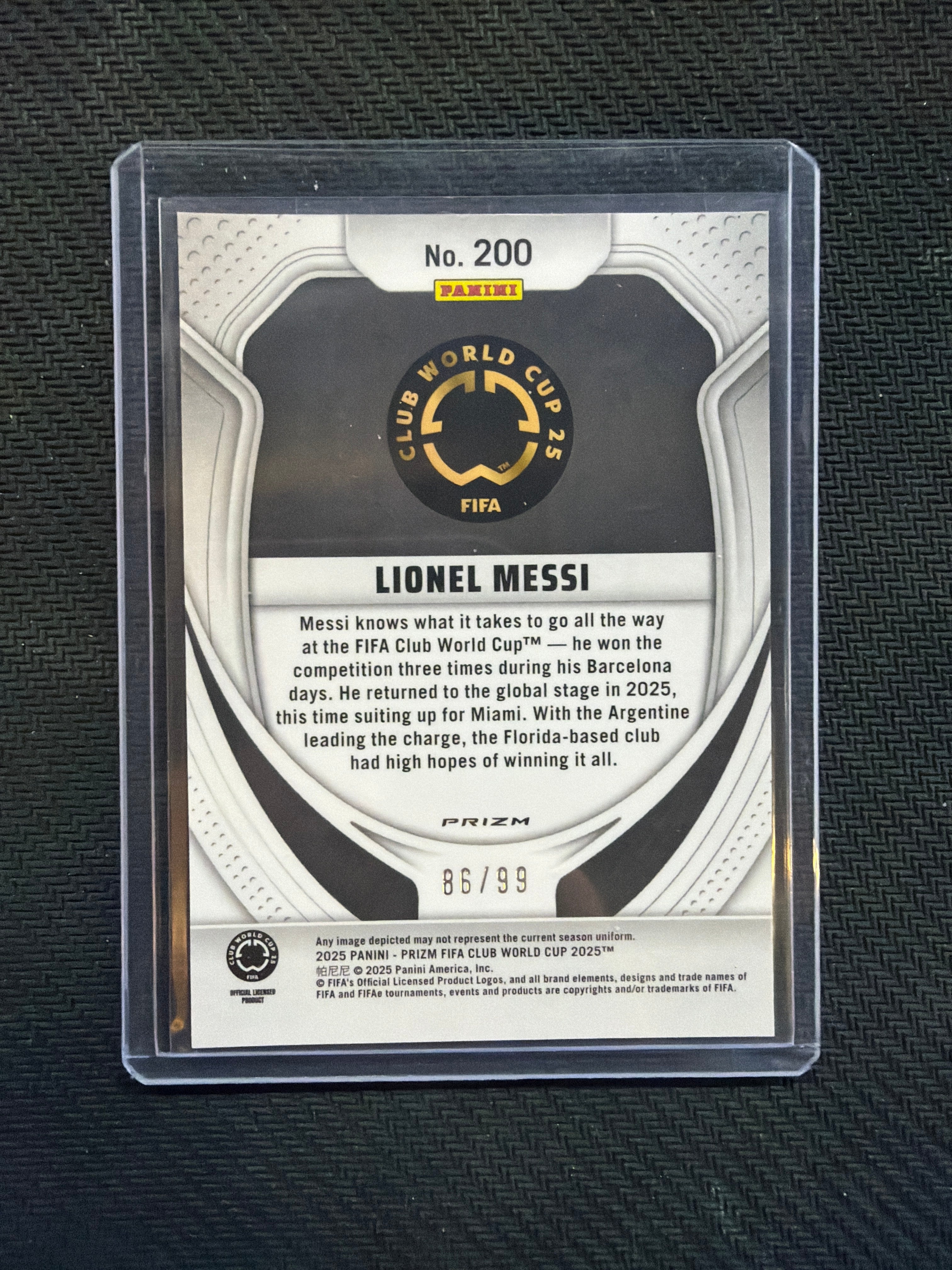 2025 Prizm Club World Cup Lionel Messi Orange Glitter /99 Inter Miami