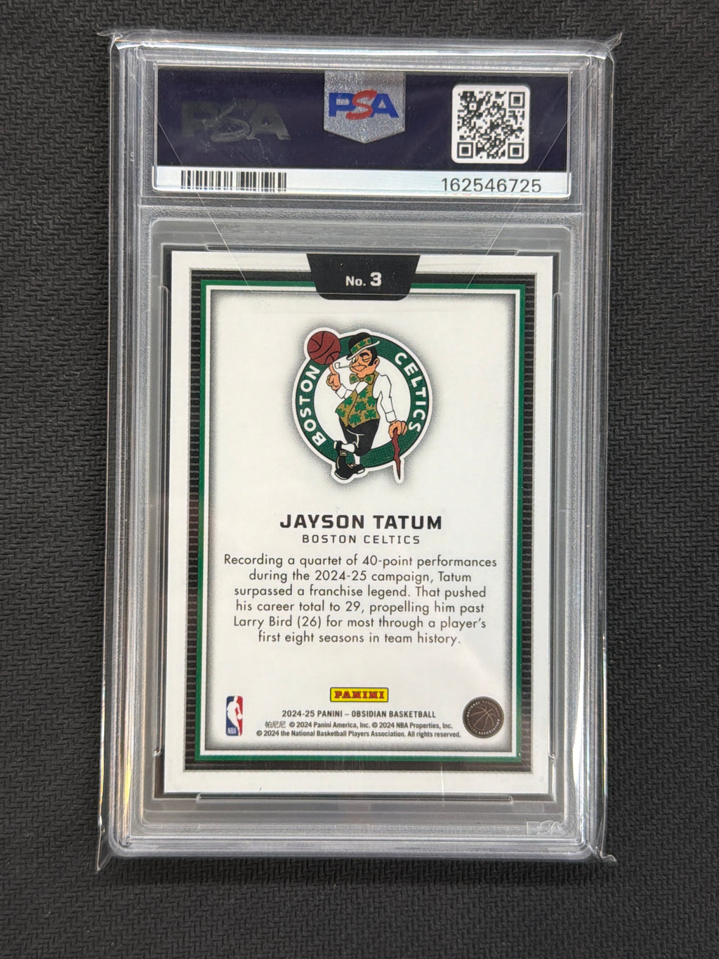 2024 Obsidian Jayson Tatum Black Color Blast #3 PSA 8 725