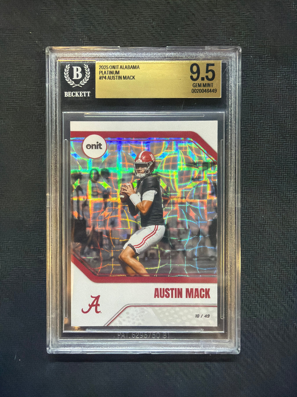 2025 Onit Alabama Austin Mack Platinum /49 BGS 9.5 Alabama