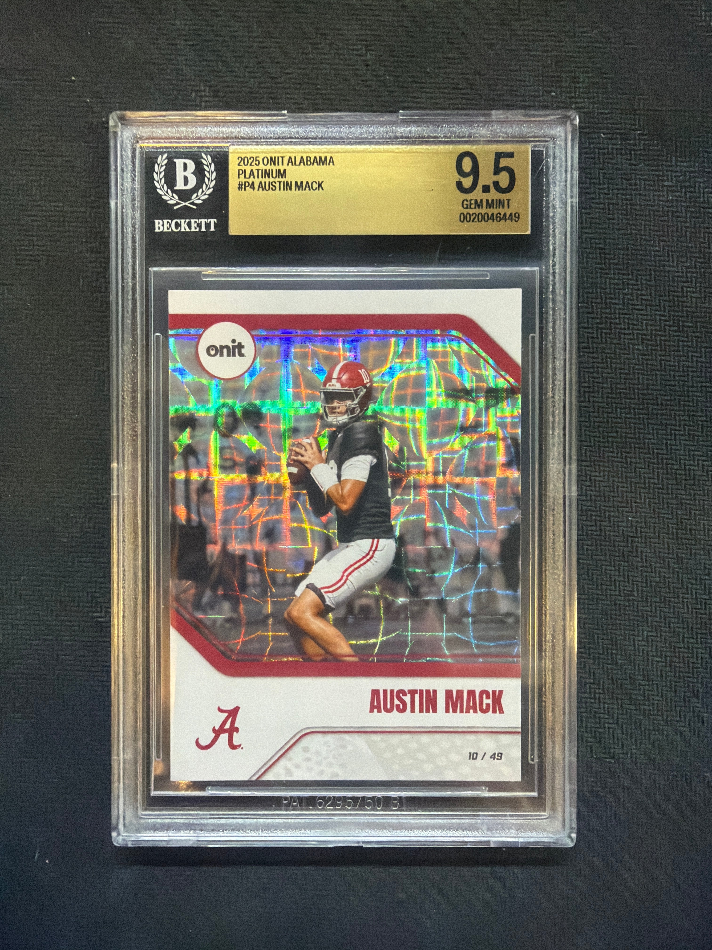 2025 Onit Alabama Austin Mack Platinum /49 BGS 9.5 Alabama
