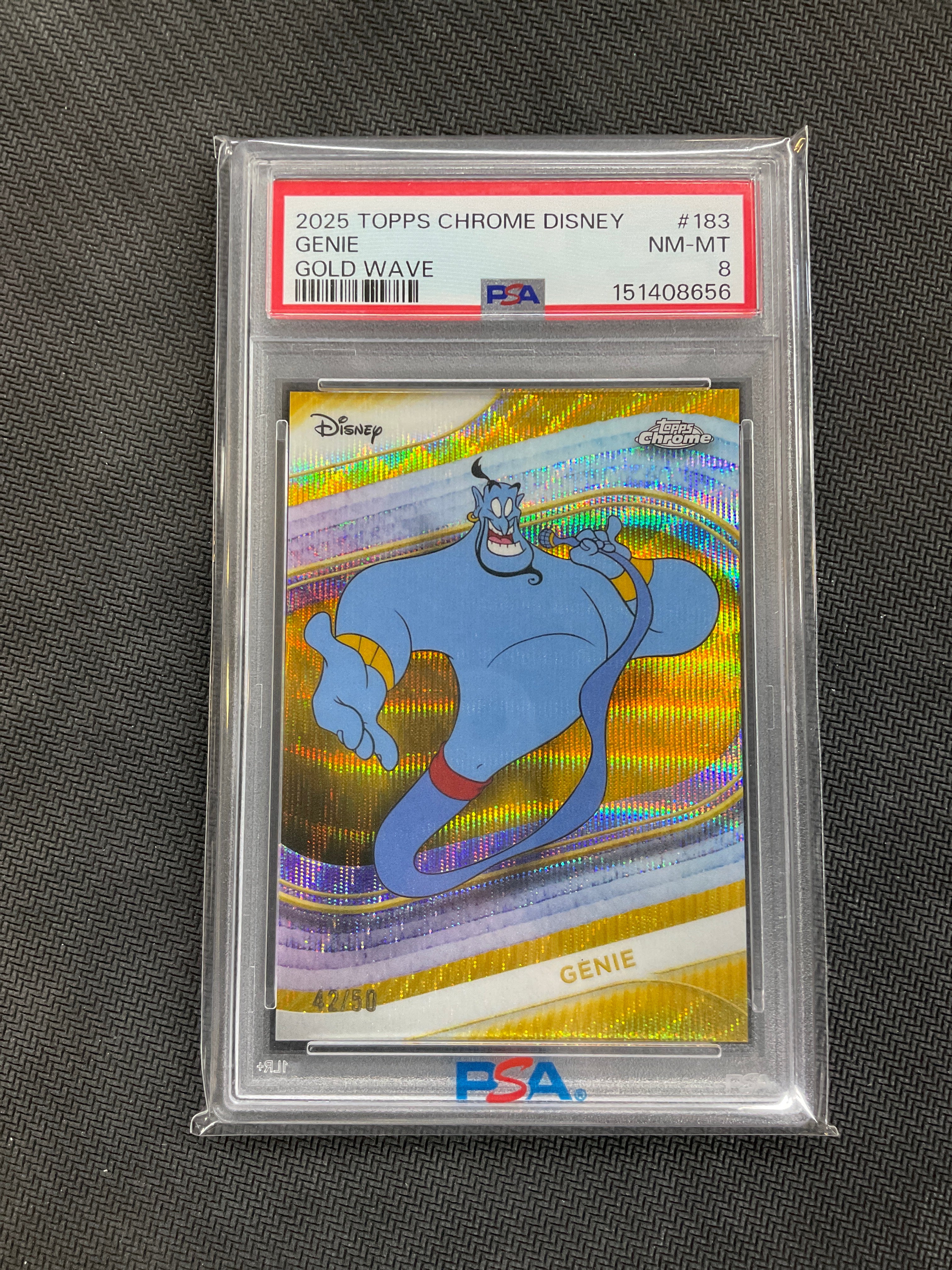 2025 Topps Chrome Disney Genie Gold Wave /50 #183 PSA 8
