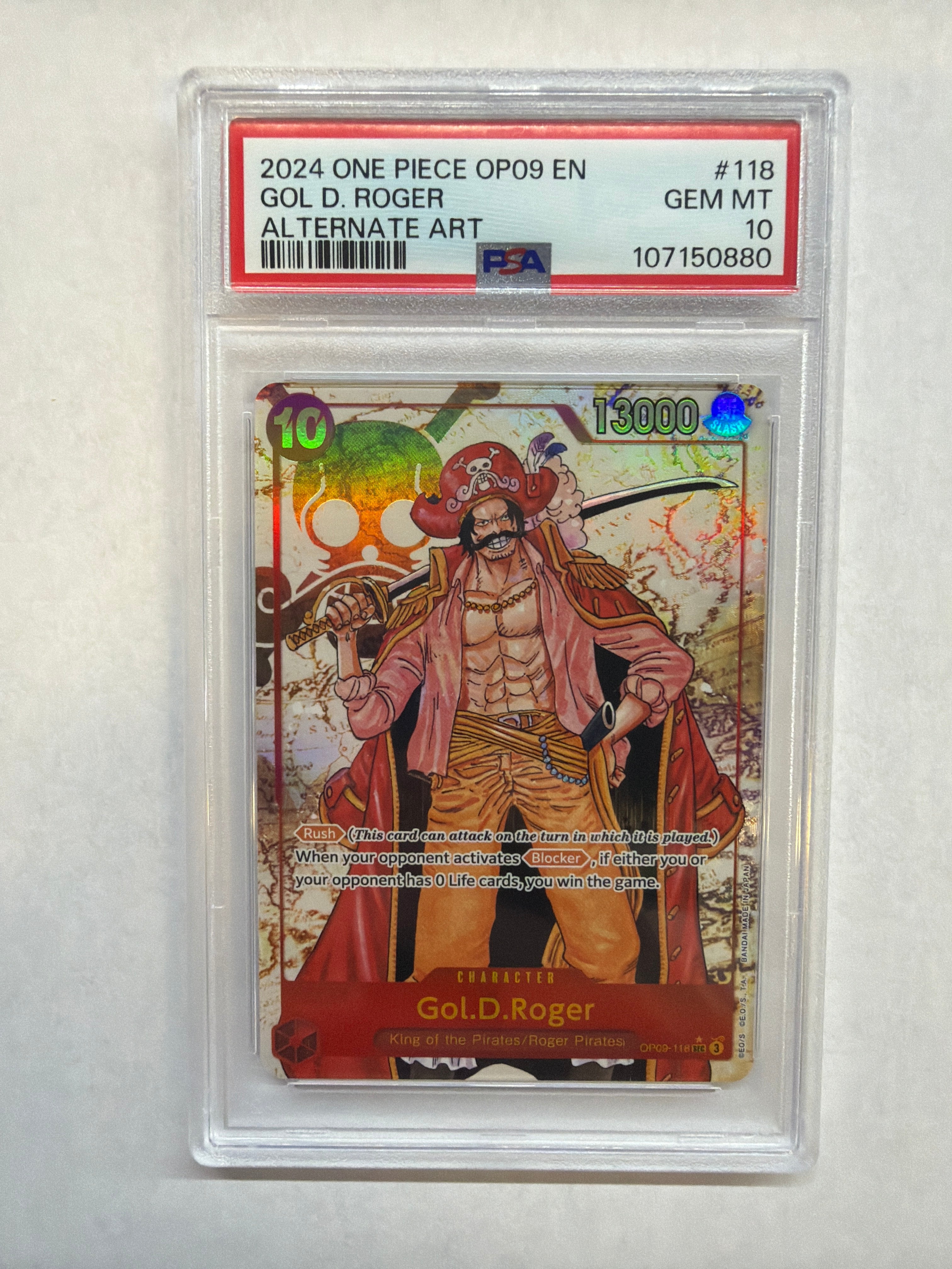 2024 One Piece OP09 Gol D Roger 118 Alt Art PSA 10