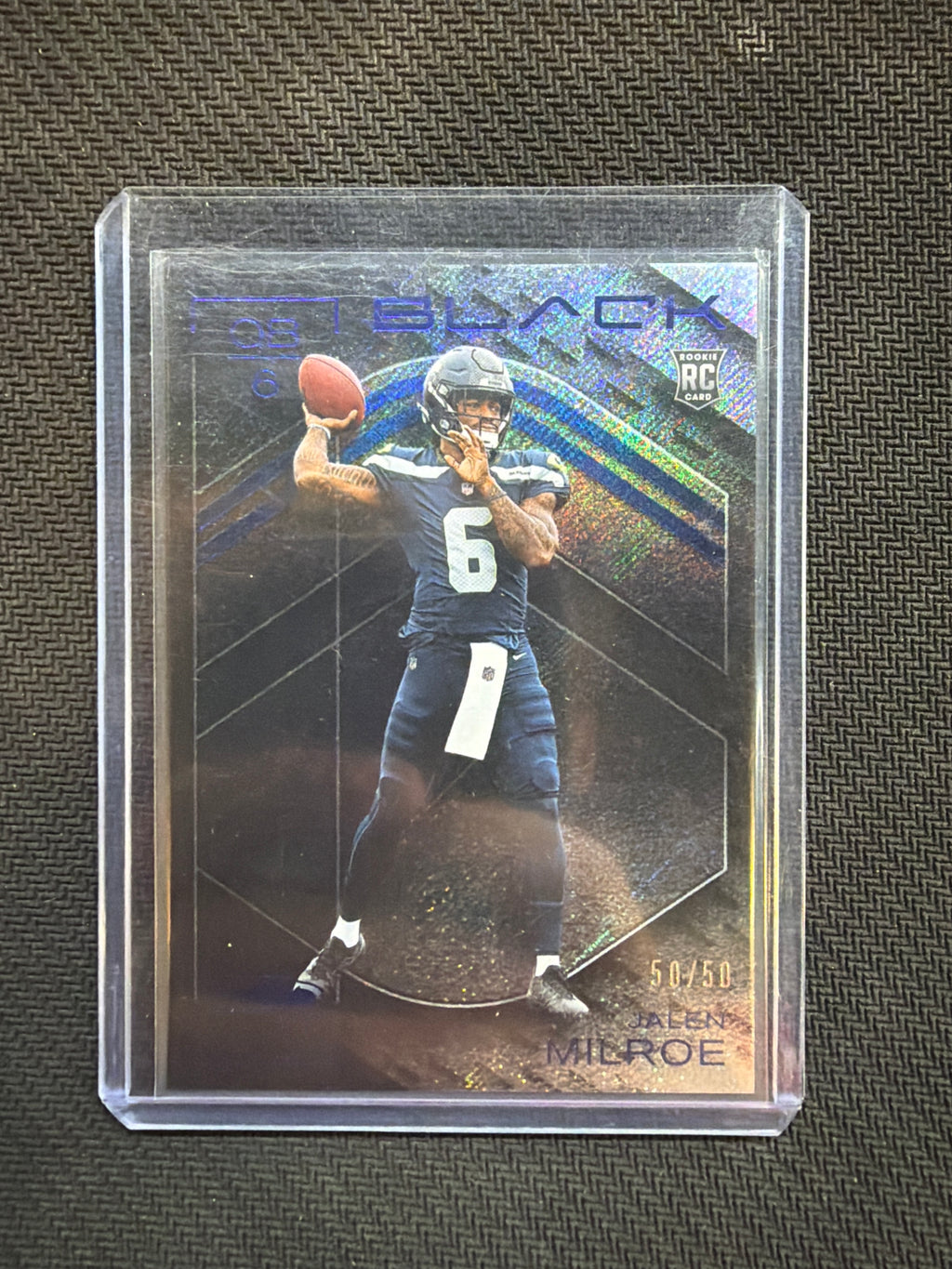 2025 Panini Black Football Jalen Milroe Sapphire /50 Rookie Seahawks