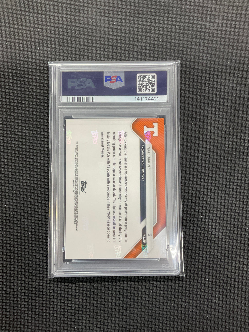 2025 Bowman U Now Nate Ament Rookie #3 PSA 10 Tennessee 422
