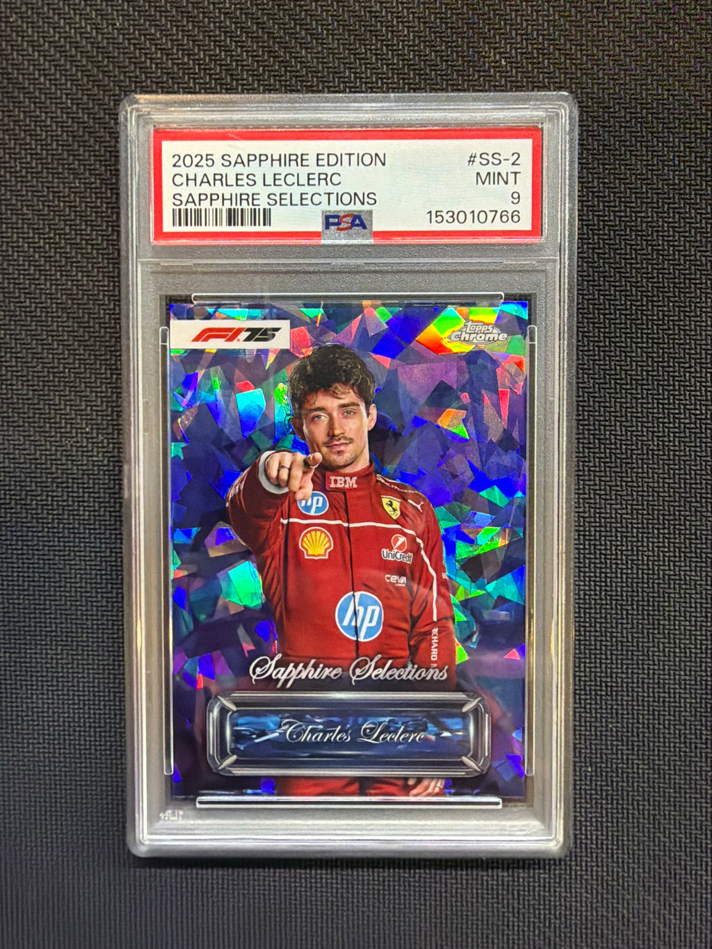 2025 Topps Chrome F1 Sapphire Charles Leclerc Selections PSA 9 Ferrari