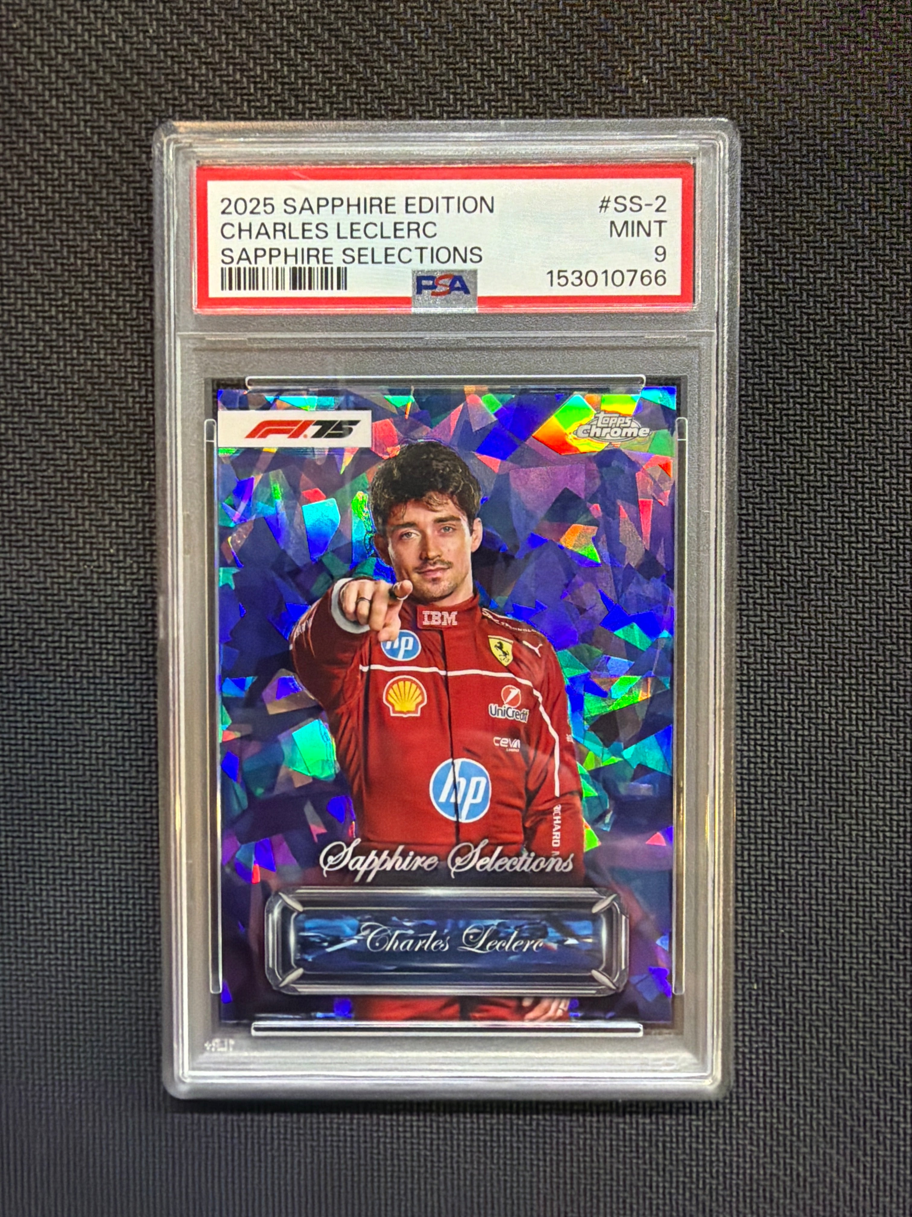 2025 Topps Chrome F1 Sapphire Charles Leclerc Selections PSA 9 Ferrari