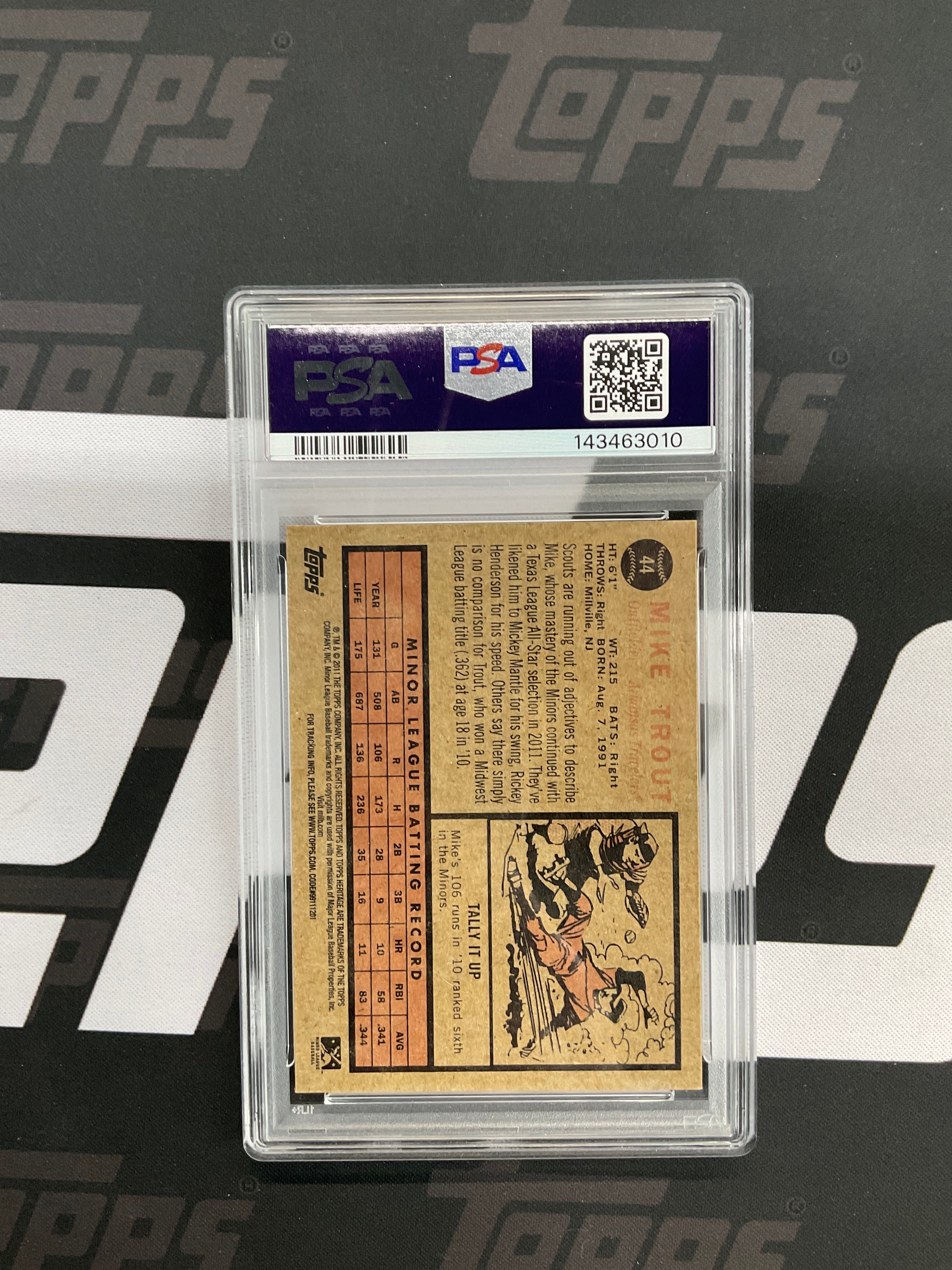 2011 Topps Heritage #44 Mike Trout Minor League Rookie PSA 9 (2)