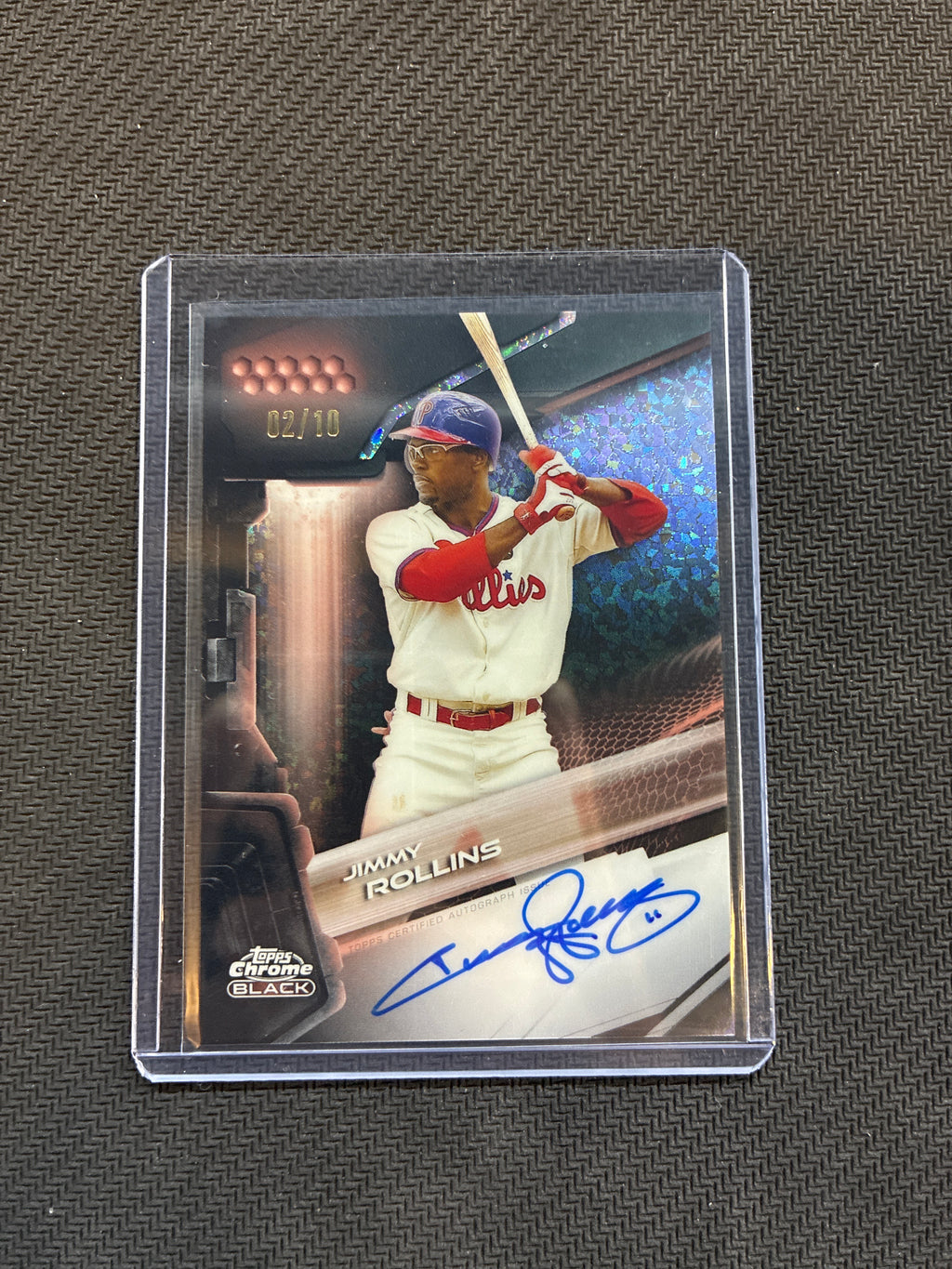 2026 Topps Chrome Black Jimmy Rollins Rose Gold Mini Diamond Auto /10 #CBA-JRO Phillies