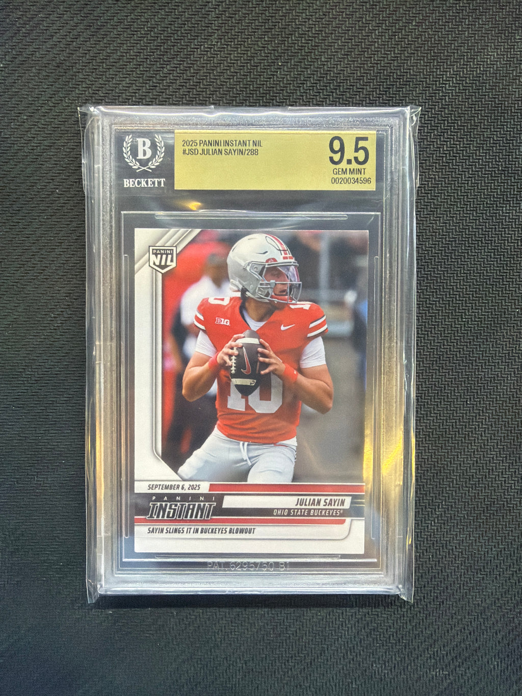 2025 Panini Instant Julian Sayin /288 BGS 9.5 Rookie Ohio State