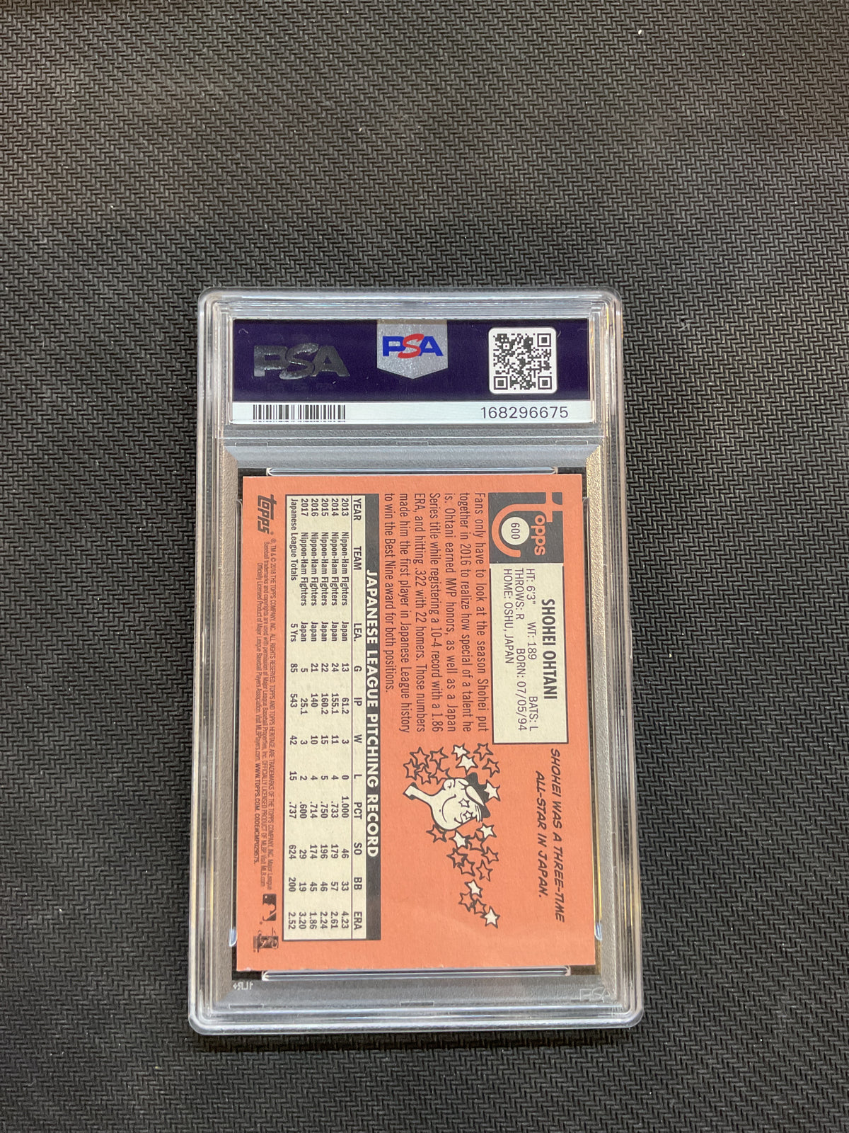 2018 Topps Heritage Shohei Ohtani Rookie PSA 9 Angels