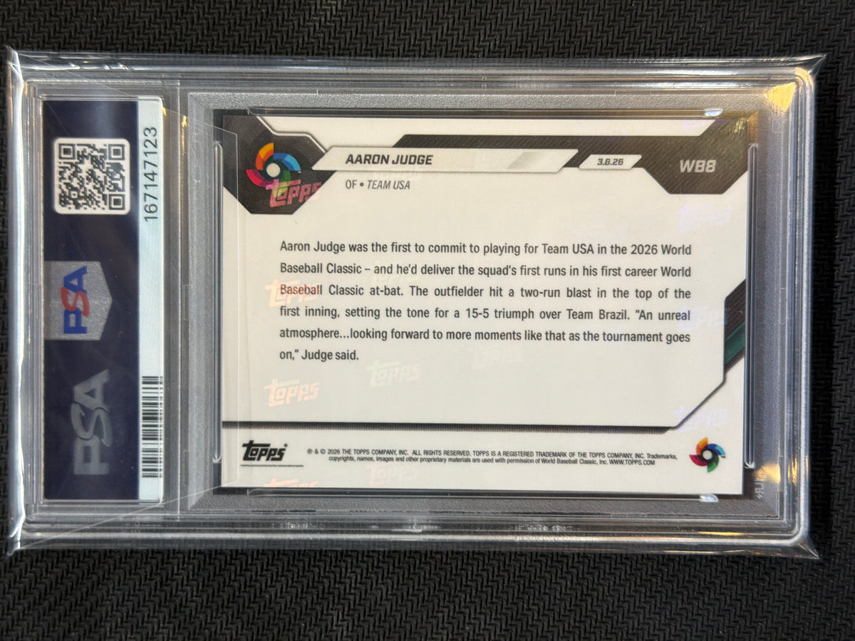 2026 Topps Now WBC Aaron Judge #WB8 Slugs 1st HR PSA 10 123