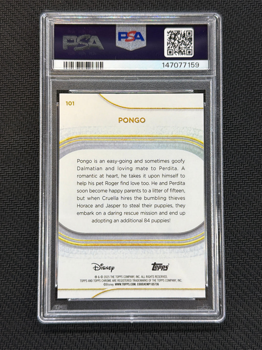 2025 Topps Chrome Disney Pongo Sapphire PSA 10 #101 159