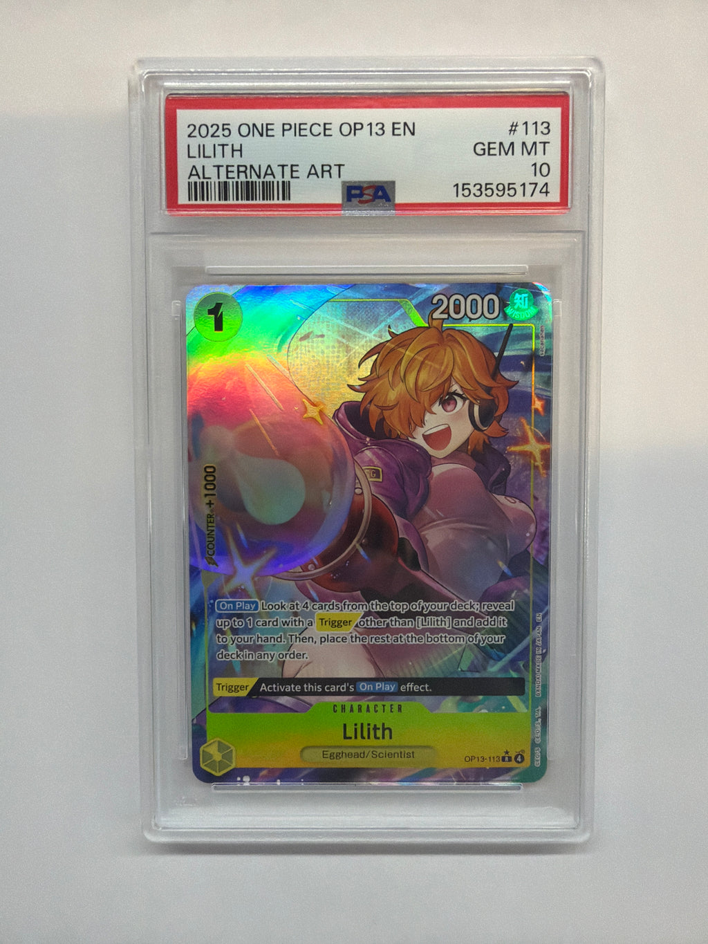 2025 One Piece OP13 Lilith 113 Alt Art PSA 10