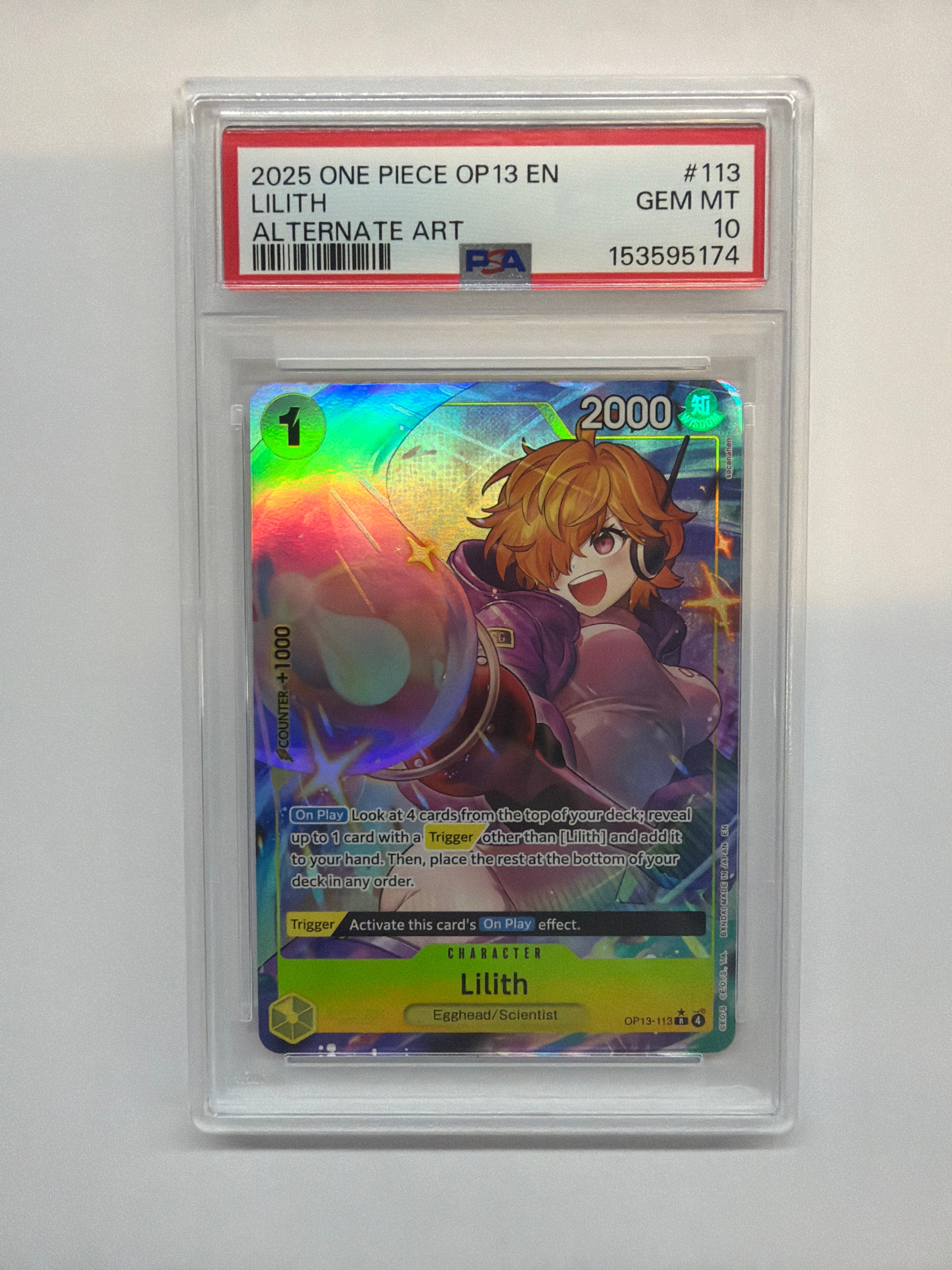 2025 One Piece OP13 Lilith 113 Alt Art PSA 10