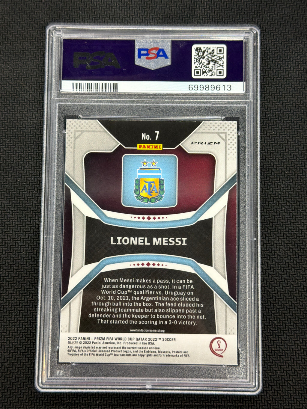 2022 Prizm World Cup Lionel Messi Hyper PSA 10 Argentina