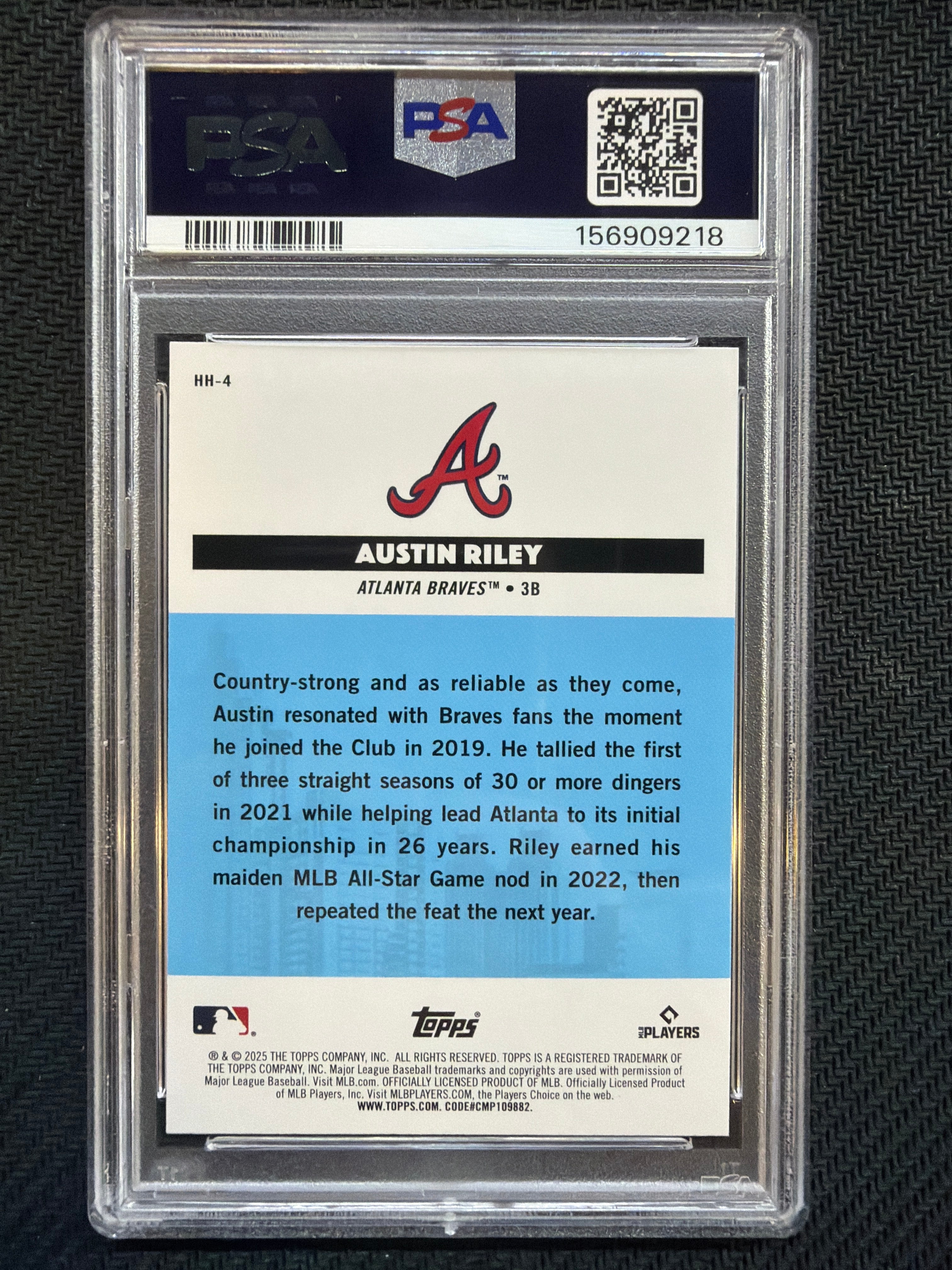 2025 Topps All Star Game Austin Riley Homegrown Heroes #HH4 PSA 10 Braves