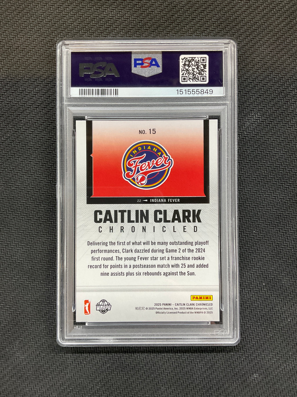 2025 Panini Caitlin Clark Chronicles #15 Playoff Contest PSA 8 849