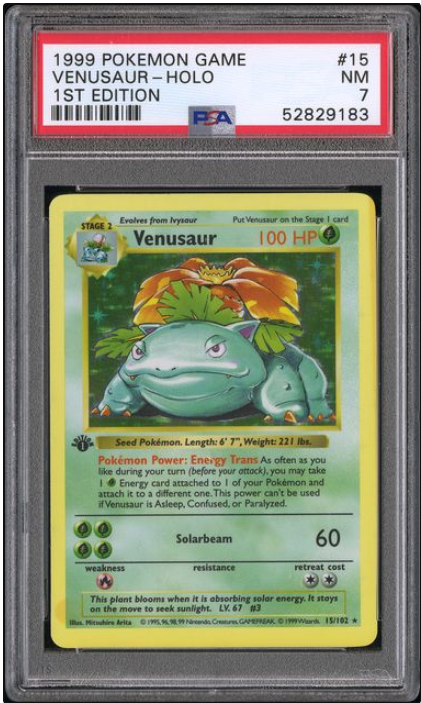1999 Pokemon Base Set Venusaur 15 Holo 1st Edition PSA 7
