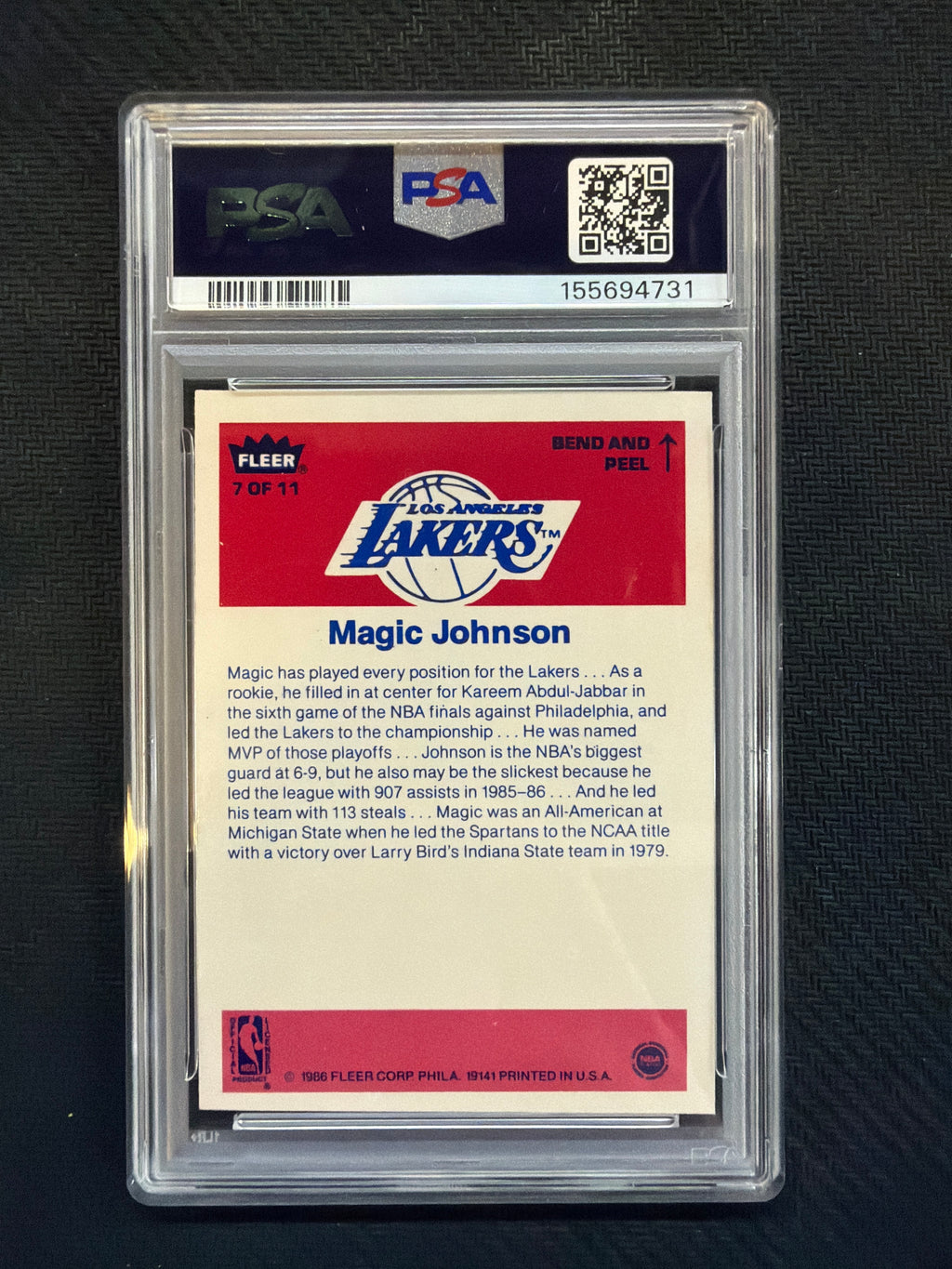 1986 Fleer Sticker Magic Johnson #7 PSA 5 Lakers  731