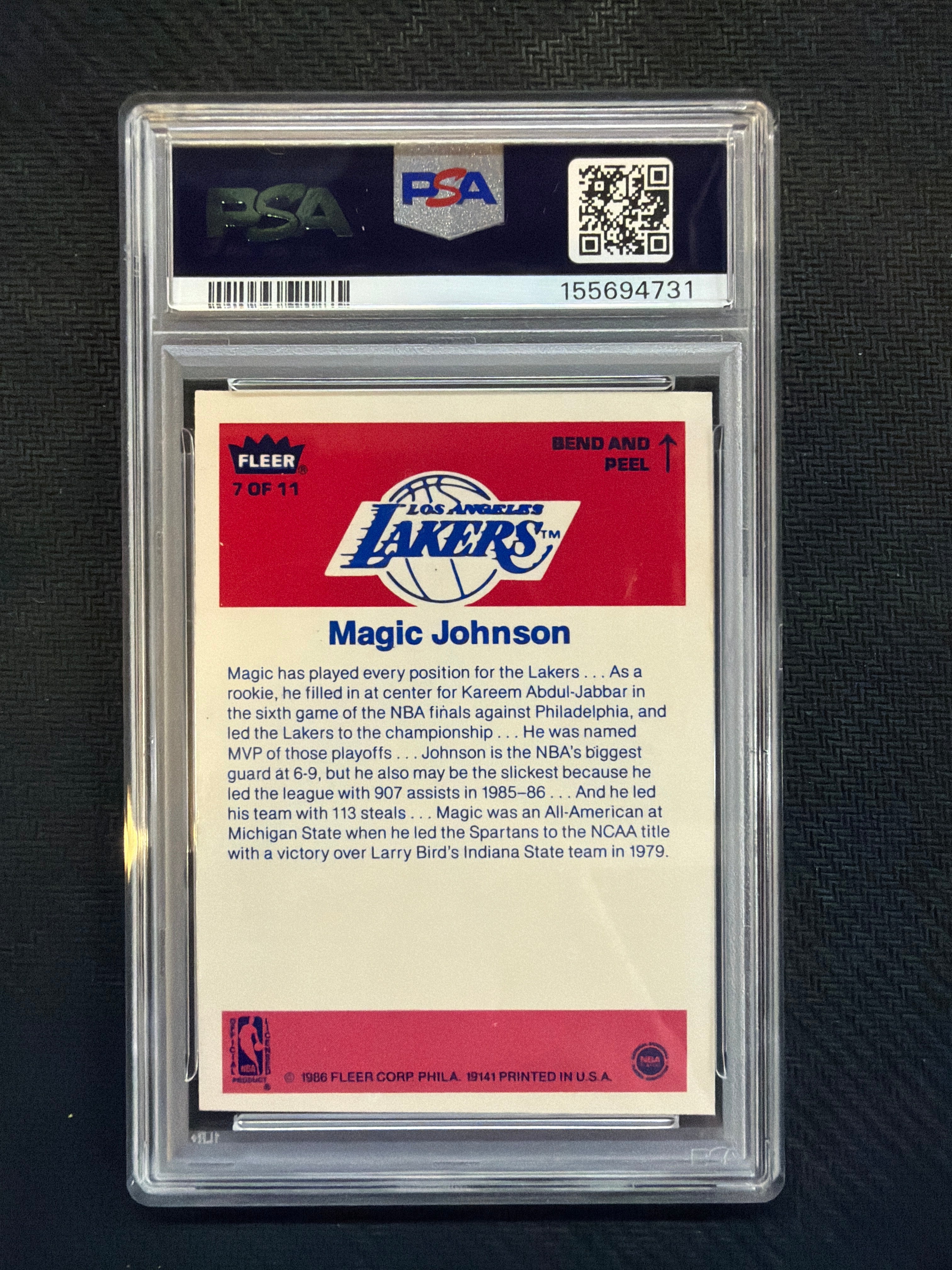 1986 Fleer Sticker Magic Johnson #7 PSA 5 Lakers  731