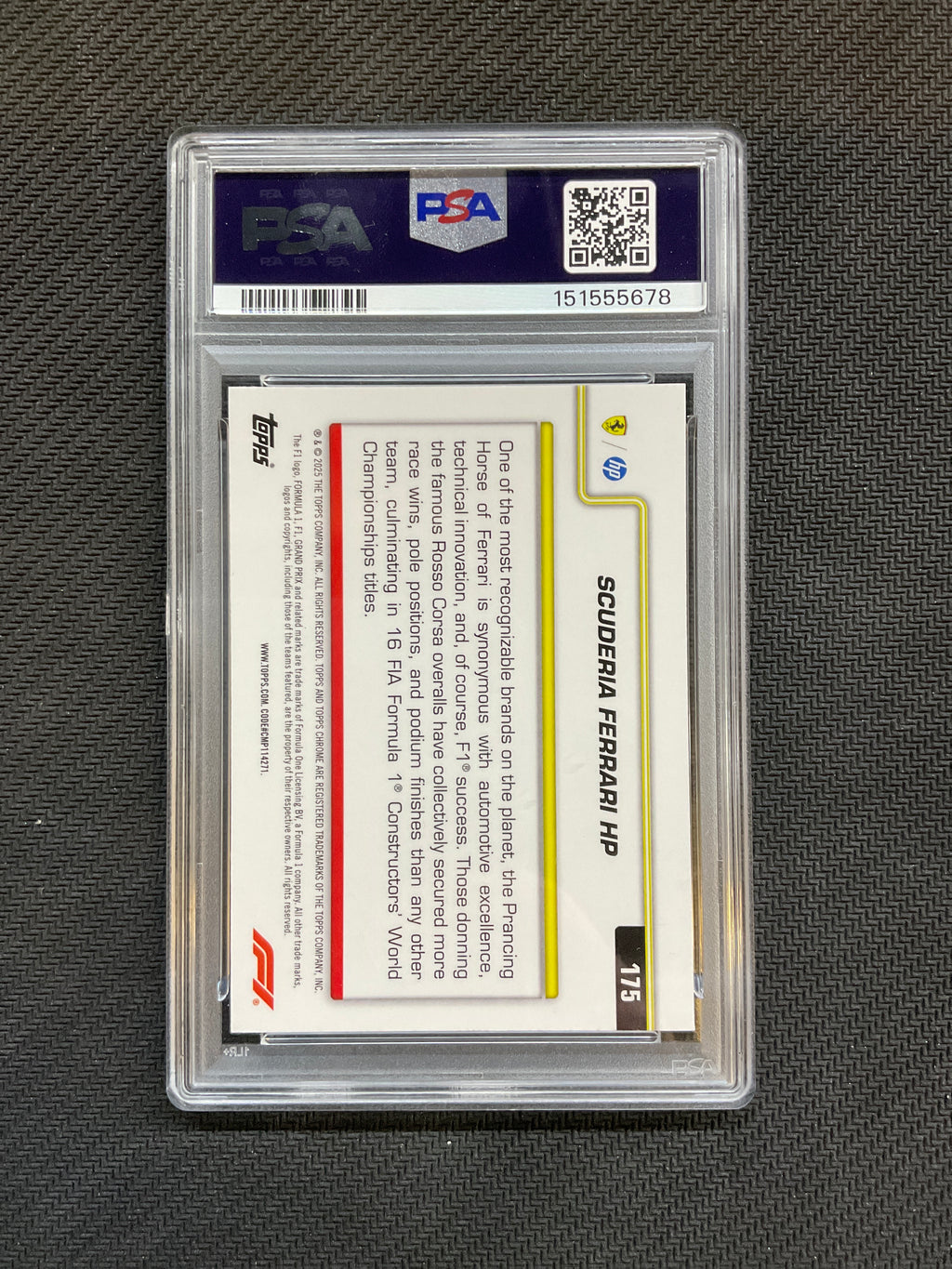 2025 Topps Chrome F1 Sapphire Scuderia Ferrari HP #175 PSA 10
